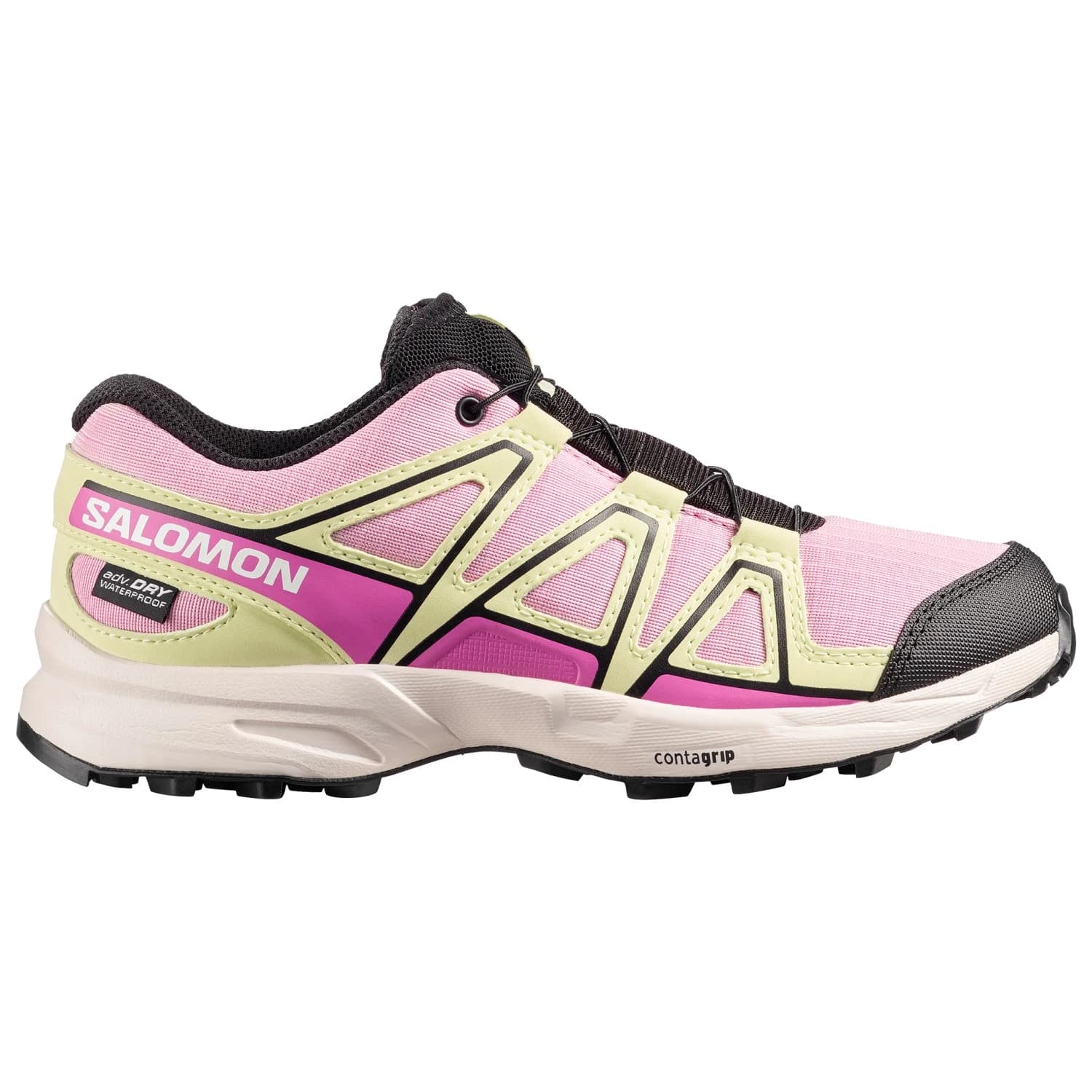 Детски маратонки Salomon Kid's Speedcross Waterproof Trail running shoes - Dawn Pink / Acid Lime / Black