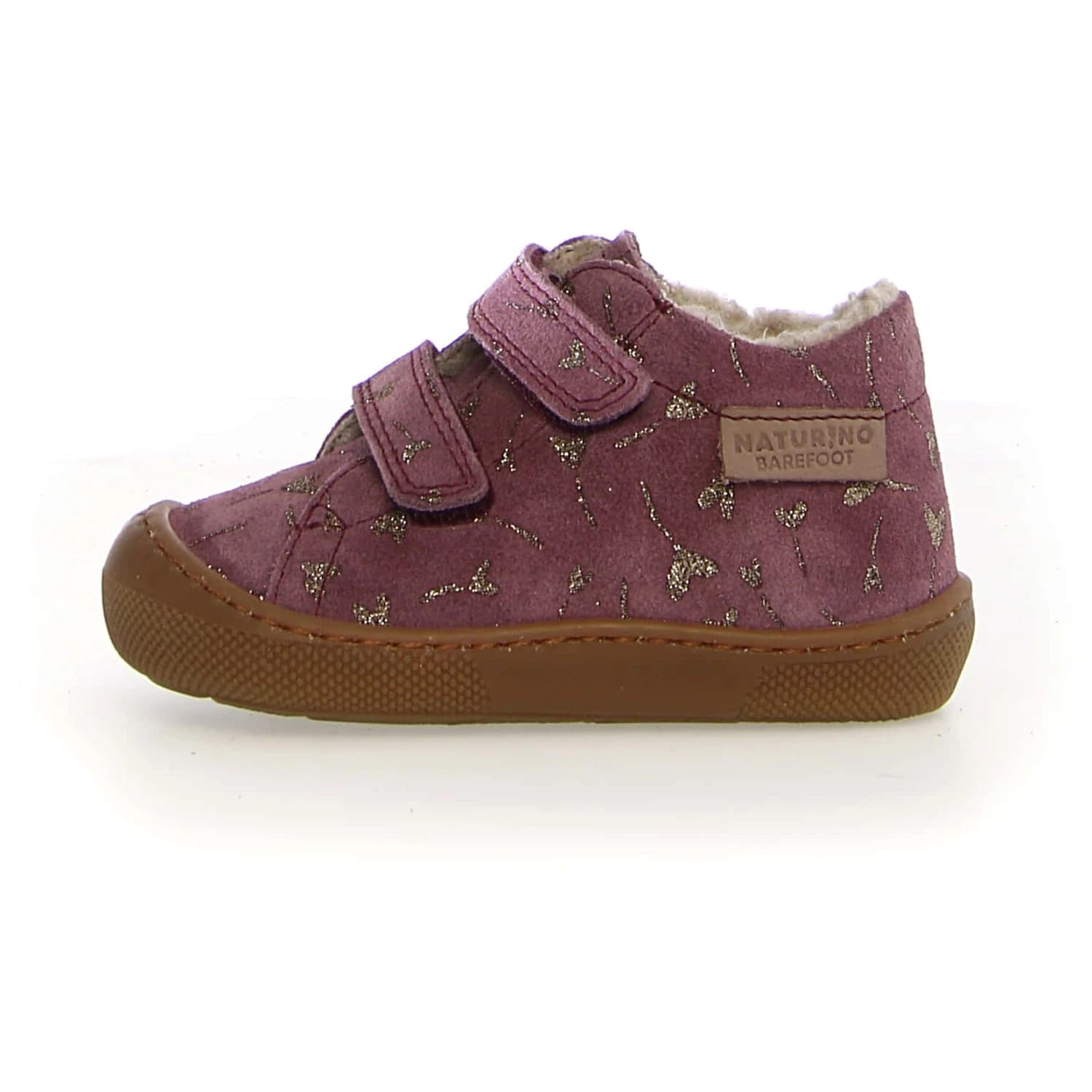 Детски обувки barefoot Naturino Kid's Barefoot Amur VL Suede Printed Barefoot shoes - Plum