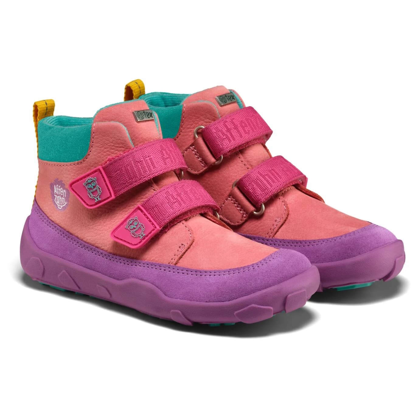 Детски обувки barefoot Affenzahn Kid's Übergangsschuh Leder Friendy Barefoot shoes - Owl / Pink
