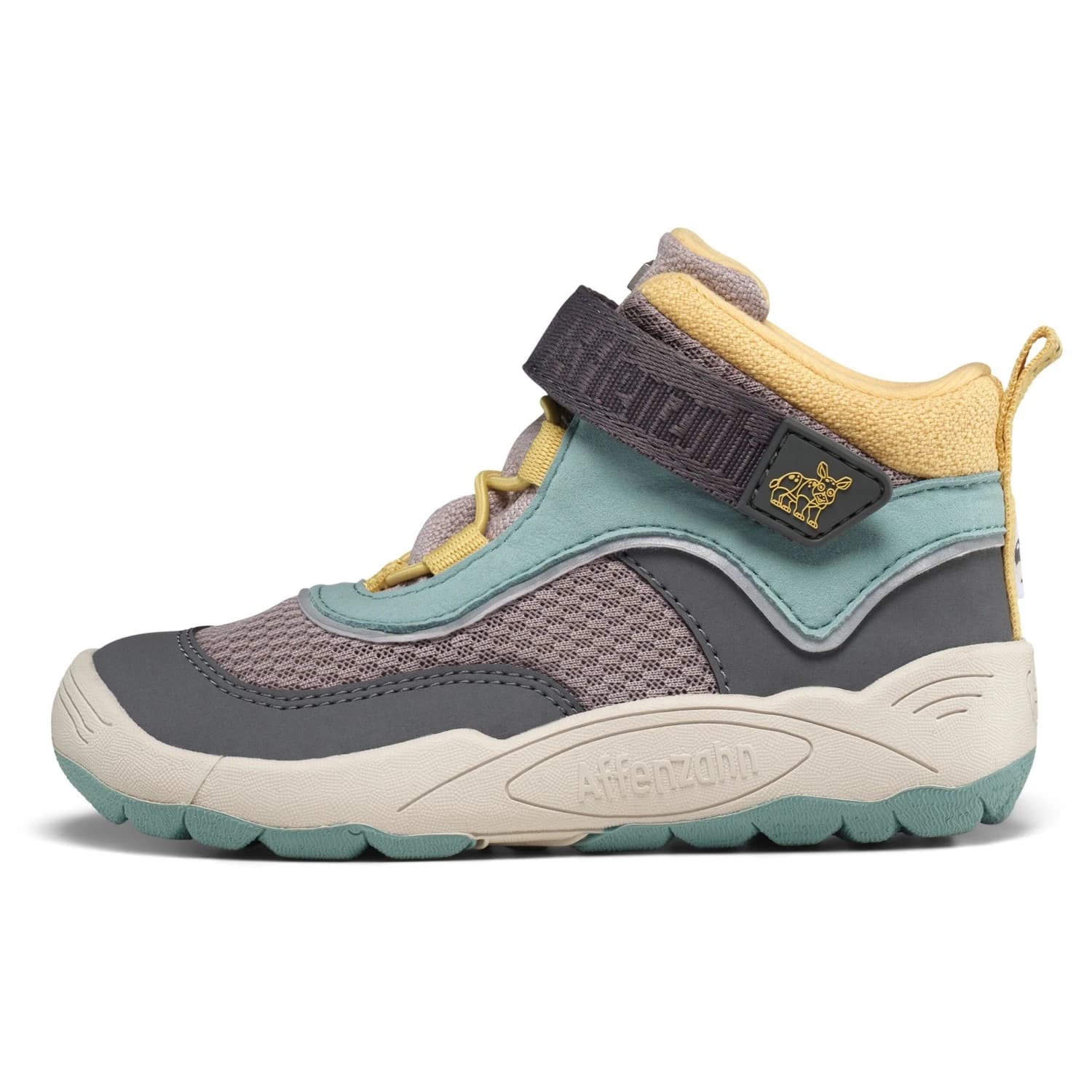 Детски обувки barefoot Affenzahn Kid's Übergangsschuh Vegan Explory Barefoot shoes - Rhinoceros / Turquoise / Grey