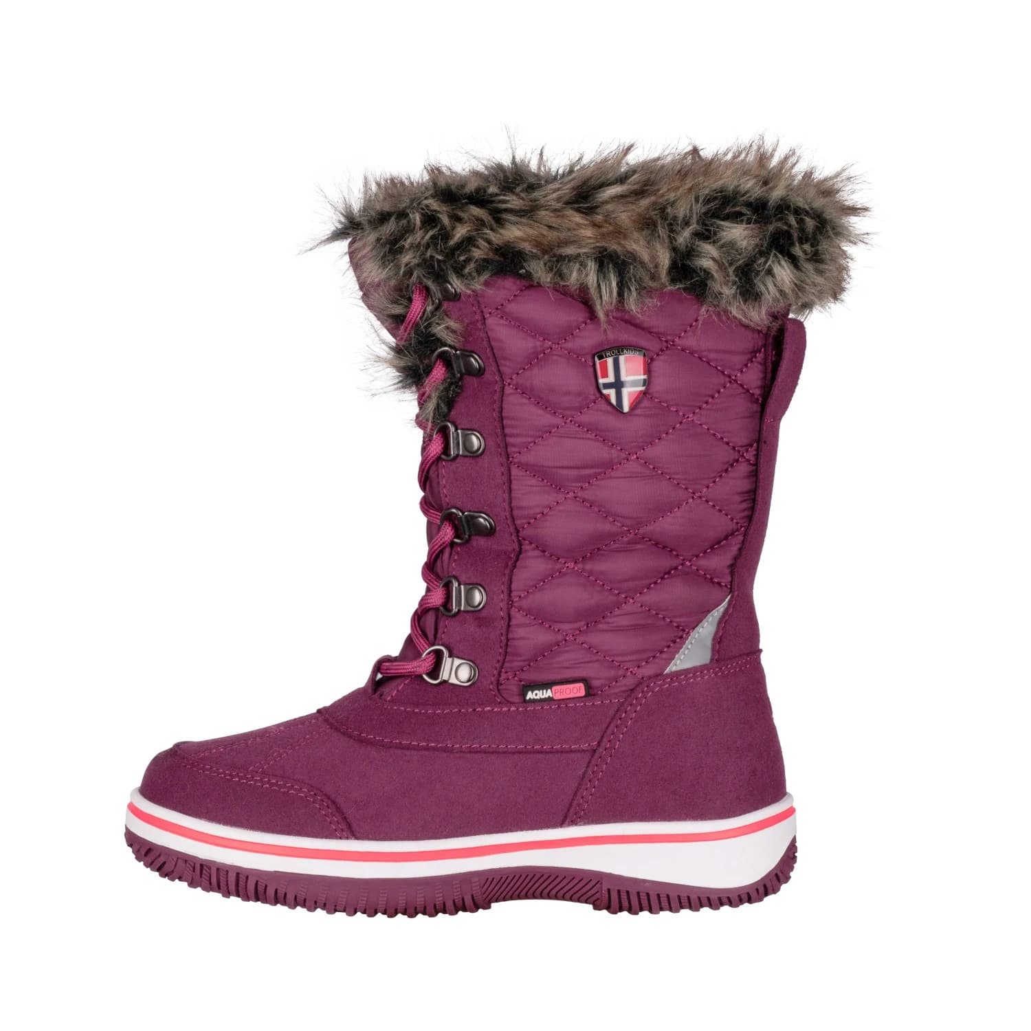 Детски зимни ботуши Trollkids Girl's Holmenkollen Snow Boots XT Winter boots - Deep Ruby / Frozen Berry / Pink Salmon