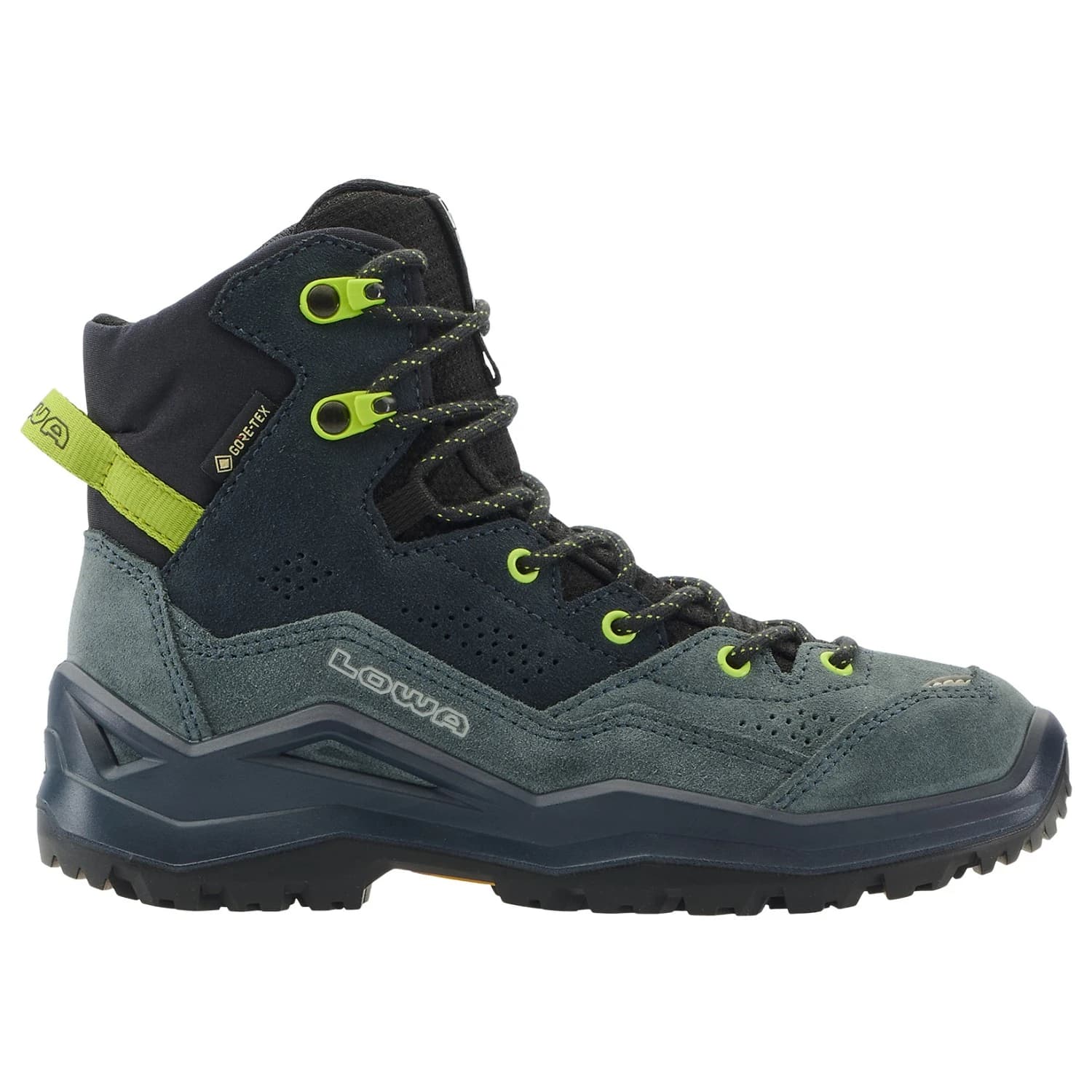 Детски туристически обувки Lowa Kid's Wandax GTX Mid Walking boots - Dark Petrol / Lime