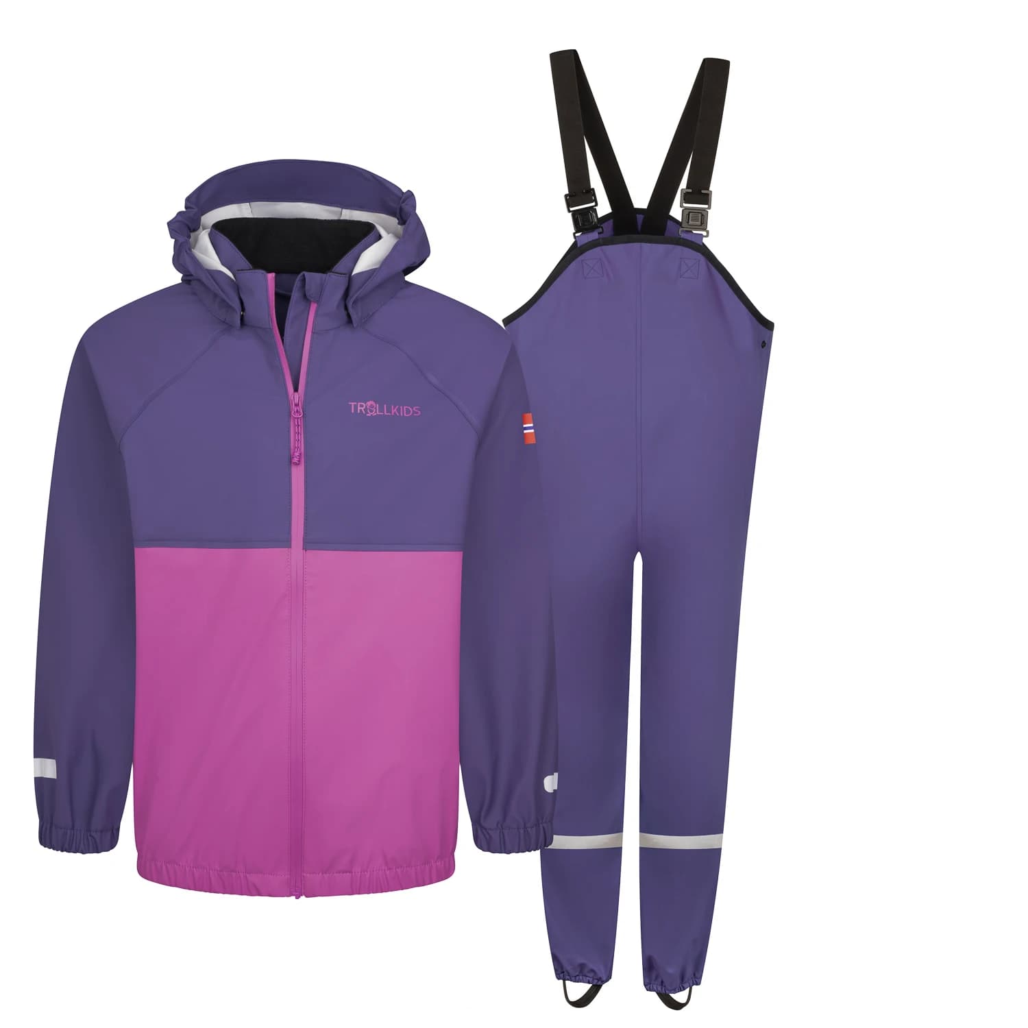 Детска грейка Trollkids Kid's Odda Rain Set XT Overall - Mallow Pink / Violet Blue