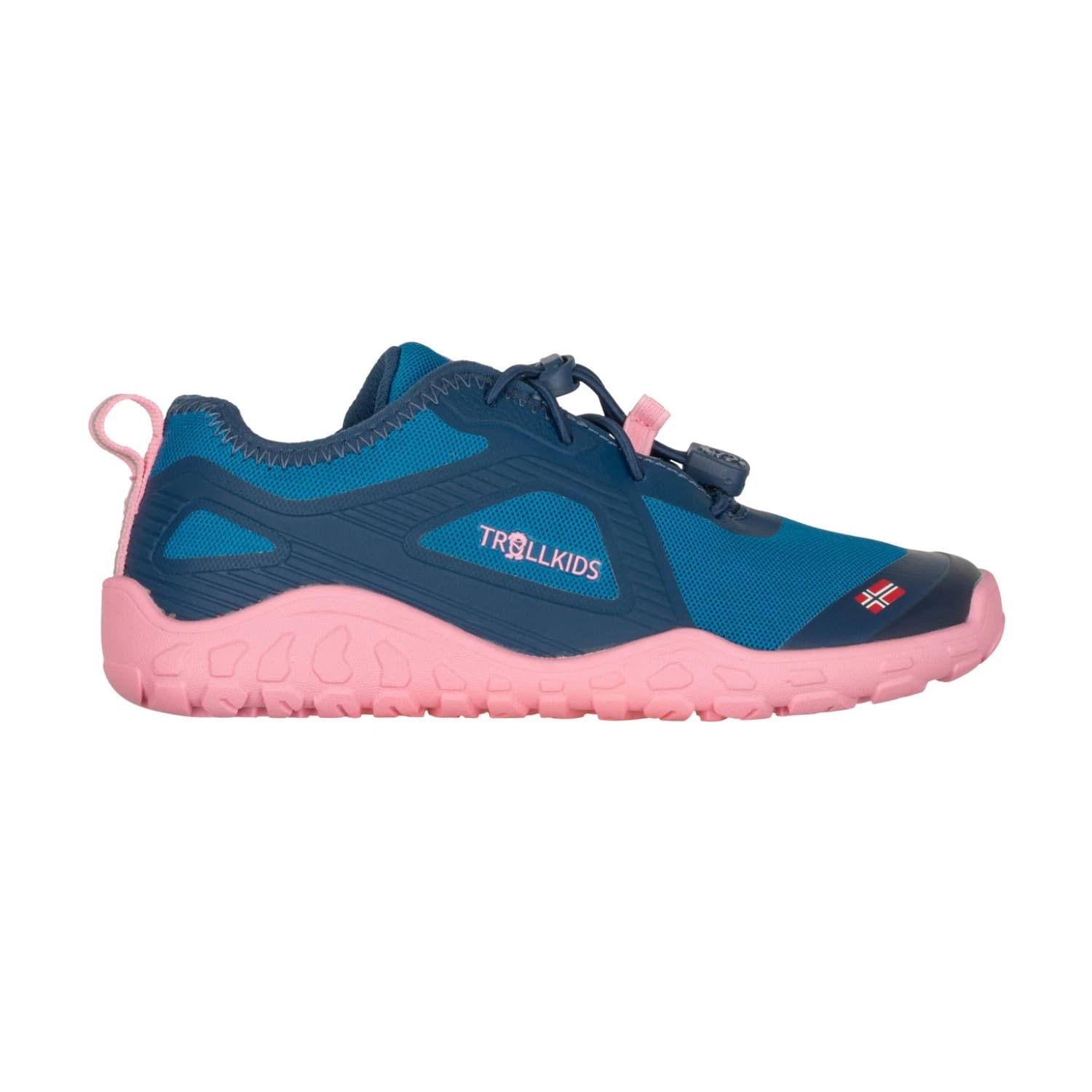 Детски обувки barefoot Trollkids Kid's Skanden Barefoot Hiker Barefoot shoes - Madeira Blue / Peony Rose