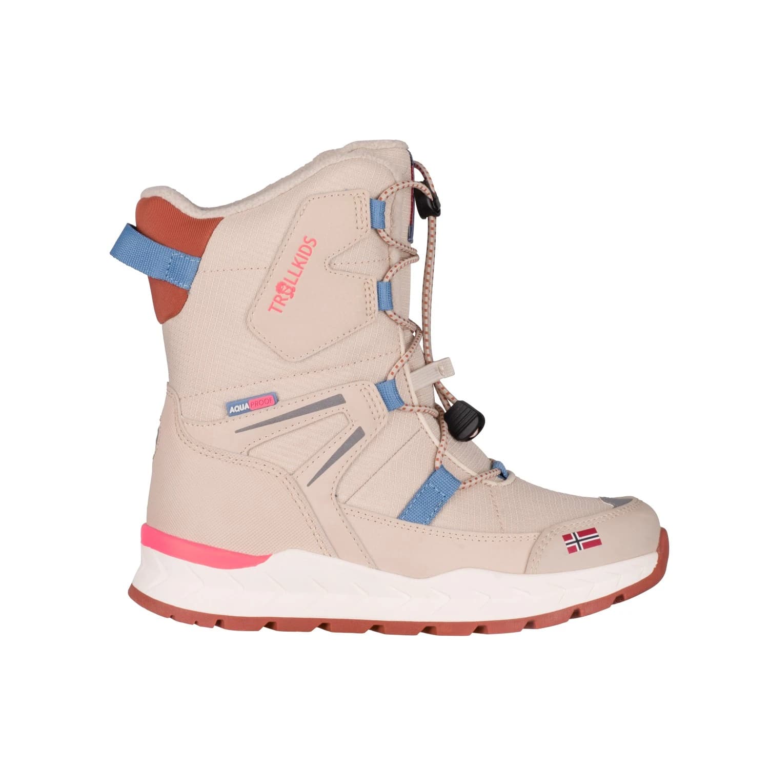 Детски зимни ботуши Trollkids Kid's Nordkapp Winter Boots XT Winter boots - Sandstone / Teak Brown / Shadow Blue / Pink Salmon