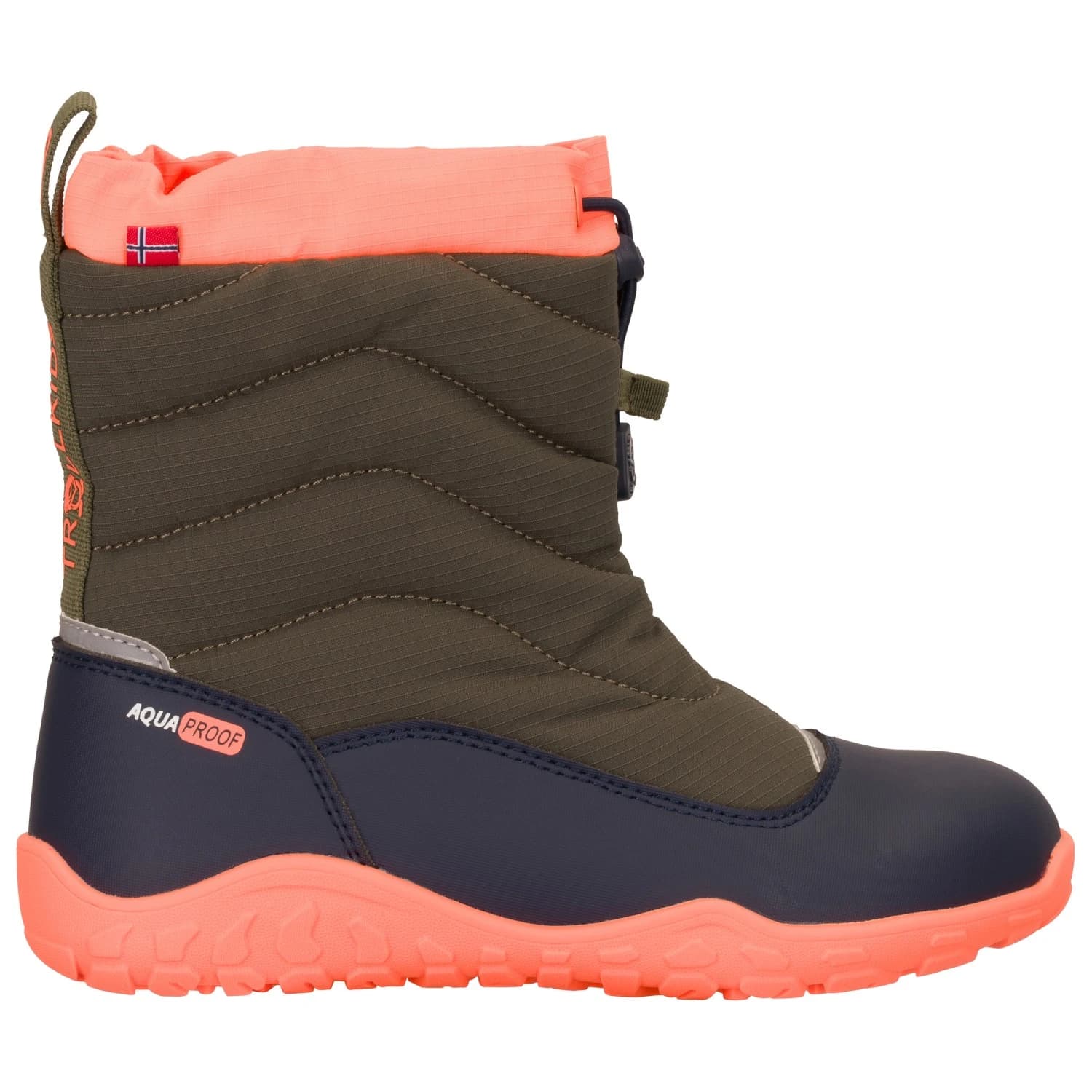 Детски зимни ботуши Trollkids Kid's Rosfjord Barefoot Winter Hiker Winter boots - Deep Forest / Navy / Vivid Orange