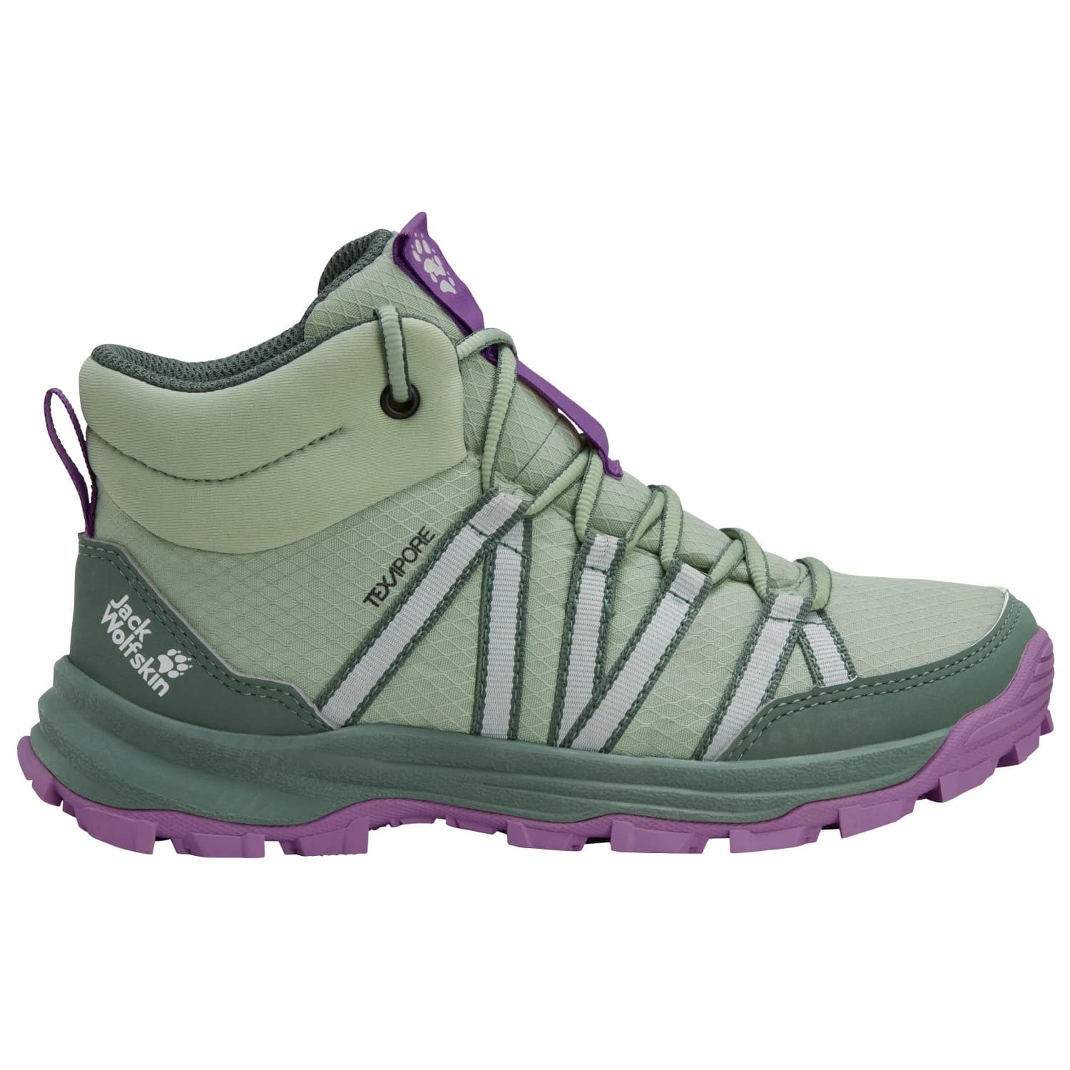 Детски туристически обувки Jack Wolfskin Kid's Wild Hike Texapore Mid Walking boots - Green Zinnia