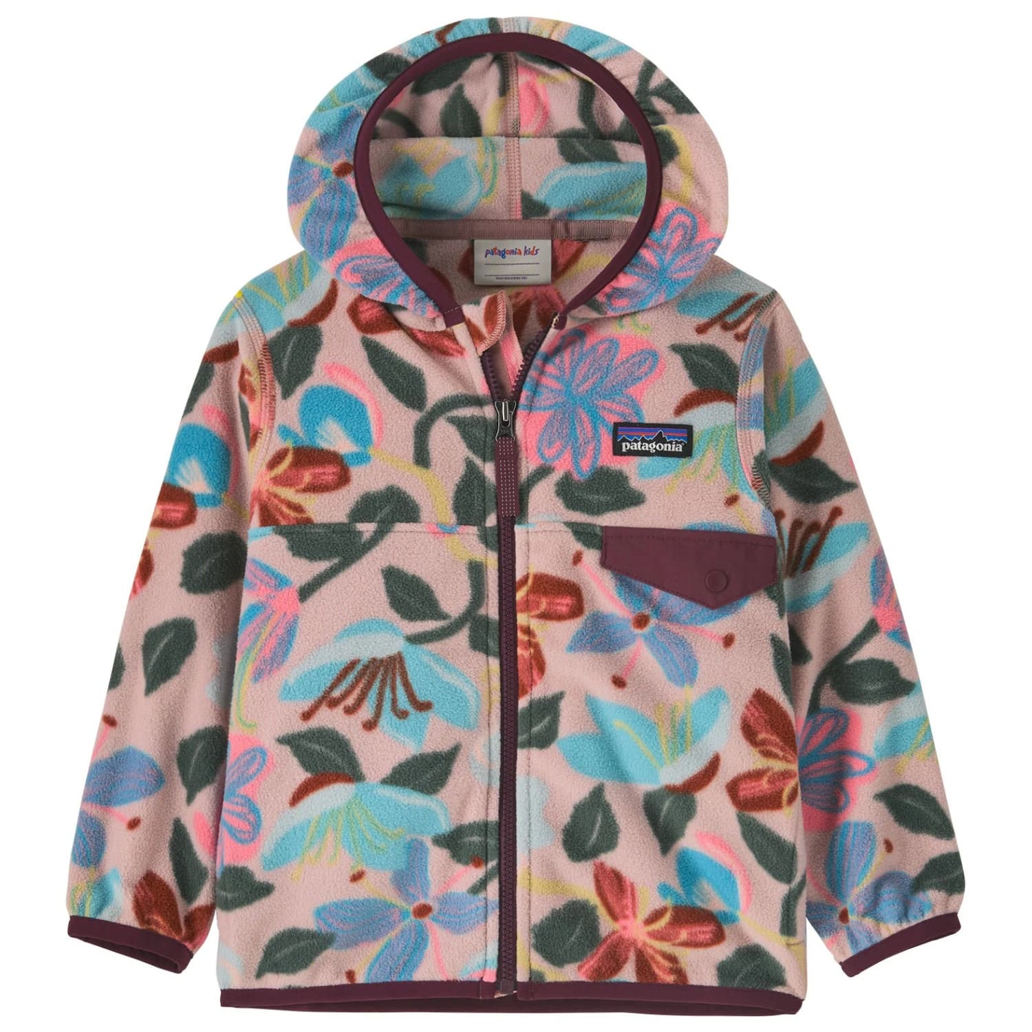 Поларено яке Patagonia Baby Micro D Snap-T Jacket Fleece jacket - Hopes and Blooms: Fuzzy Mauve