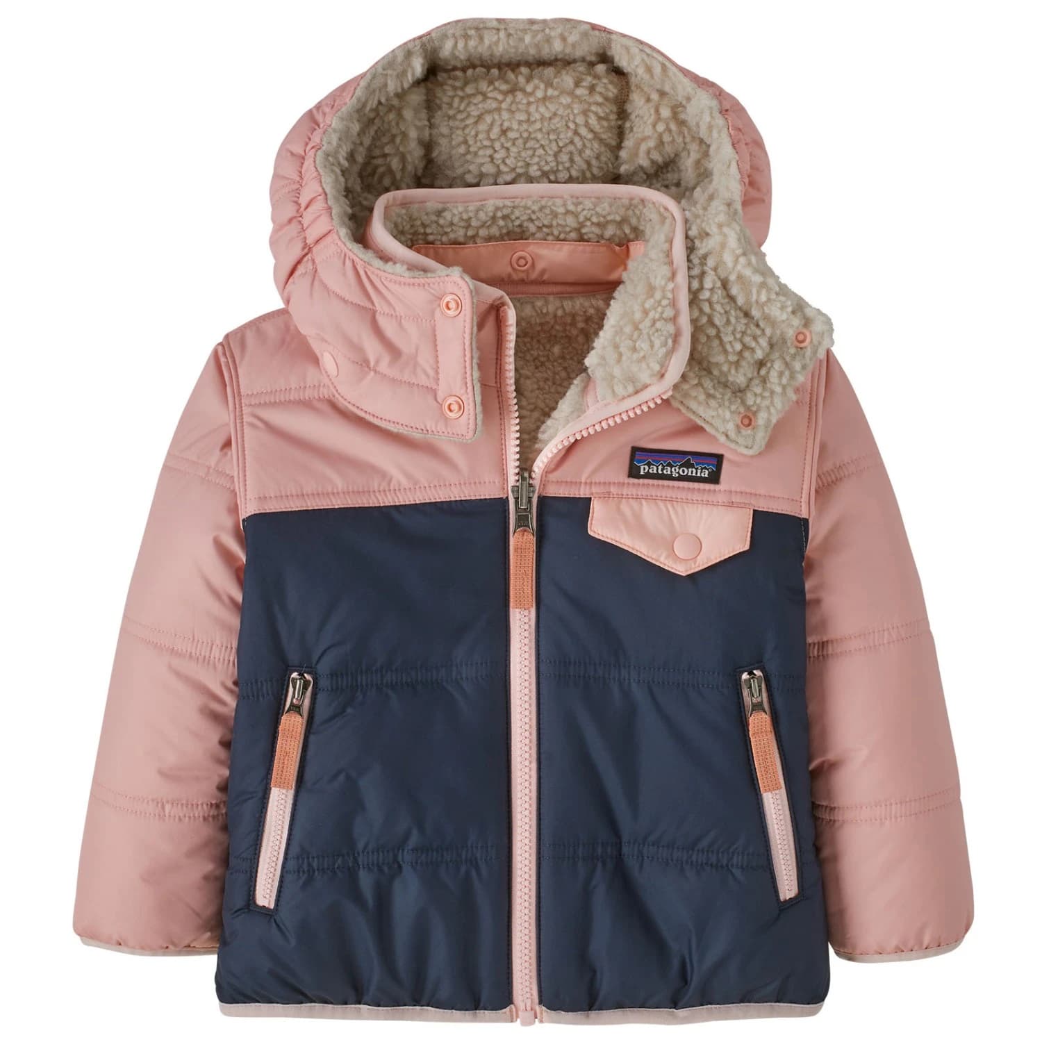 Зимно яке Patagonia Baby Reversible Tribbles Hoody Winter jacket - New Navy / Mallow Pink