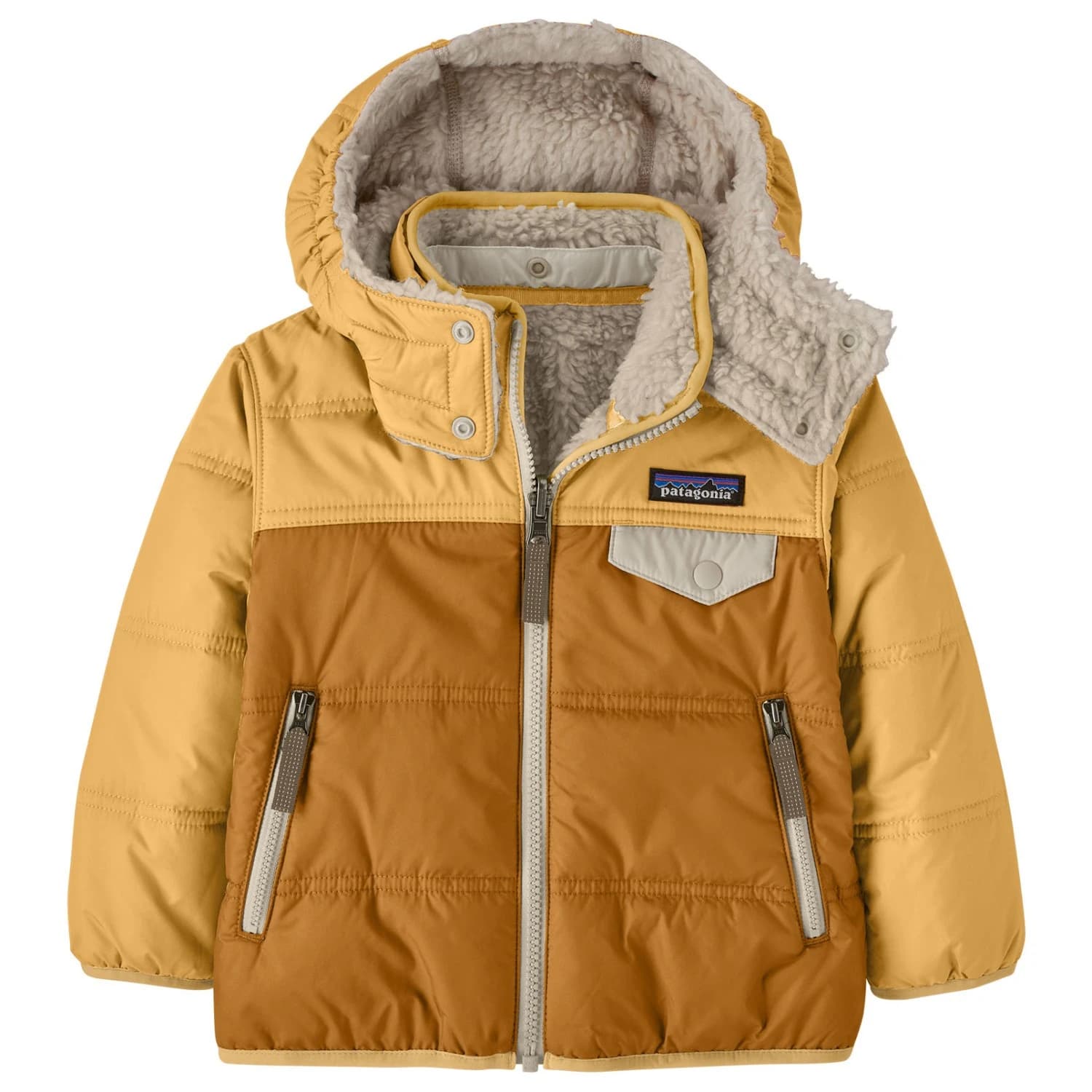 Зимно яке Patagonia Baby Reversible Tribbles Hoody Winter jacket - Talon Gold