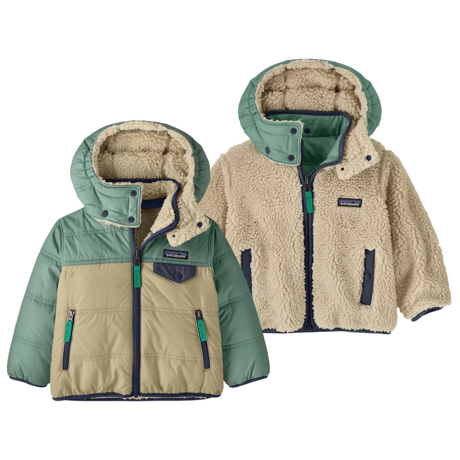 Зимно яке Patagonia Baby Reversible Tribbles Hoody Winter jacket - Weathered Stone