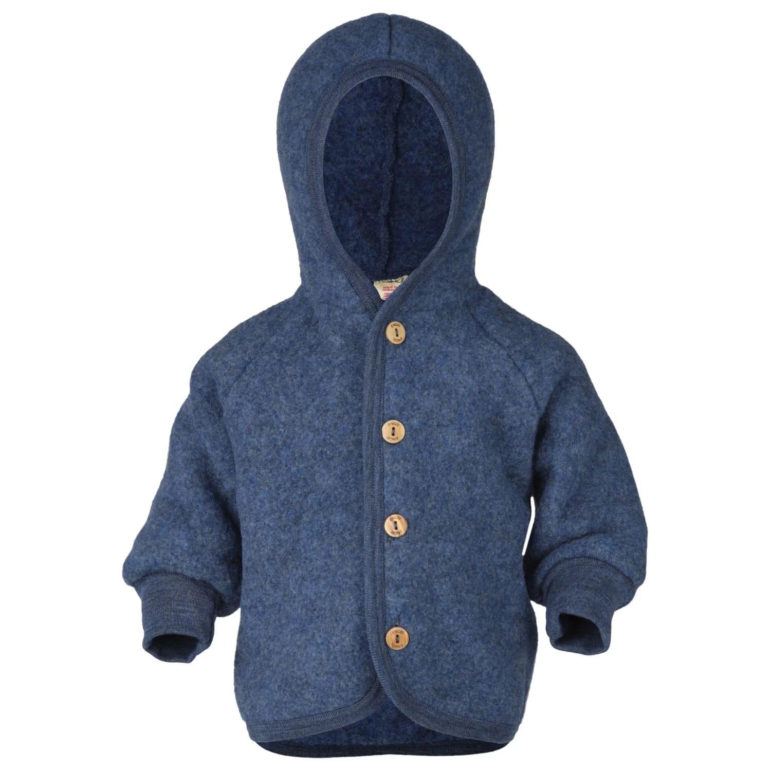 Вълнено яке Engel Children's Hooded Jacket with Wooden Buttons Wool jacket - Blau Melange