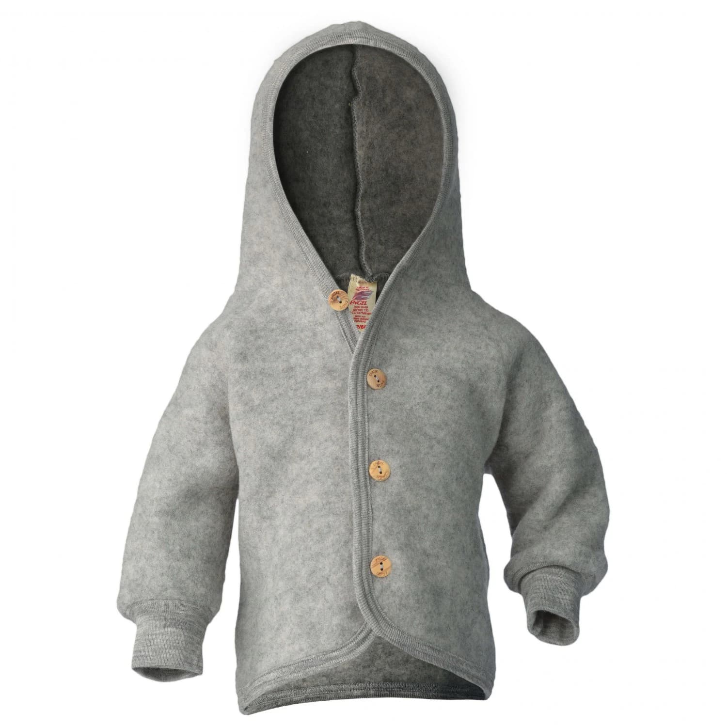 Вълнено яке Engel Children's Hooded Jacket with Wooden Buttons Wool jacket - Hellgrau Melange