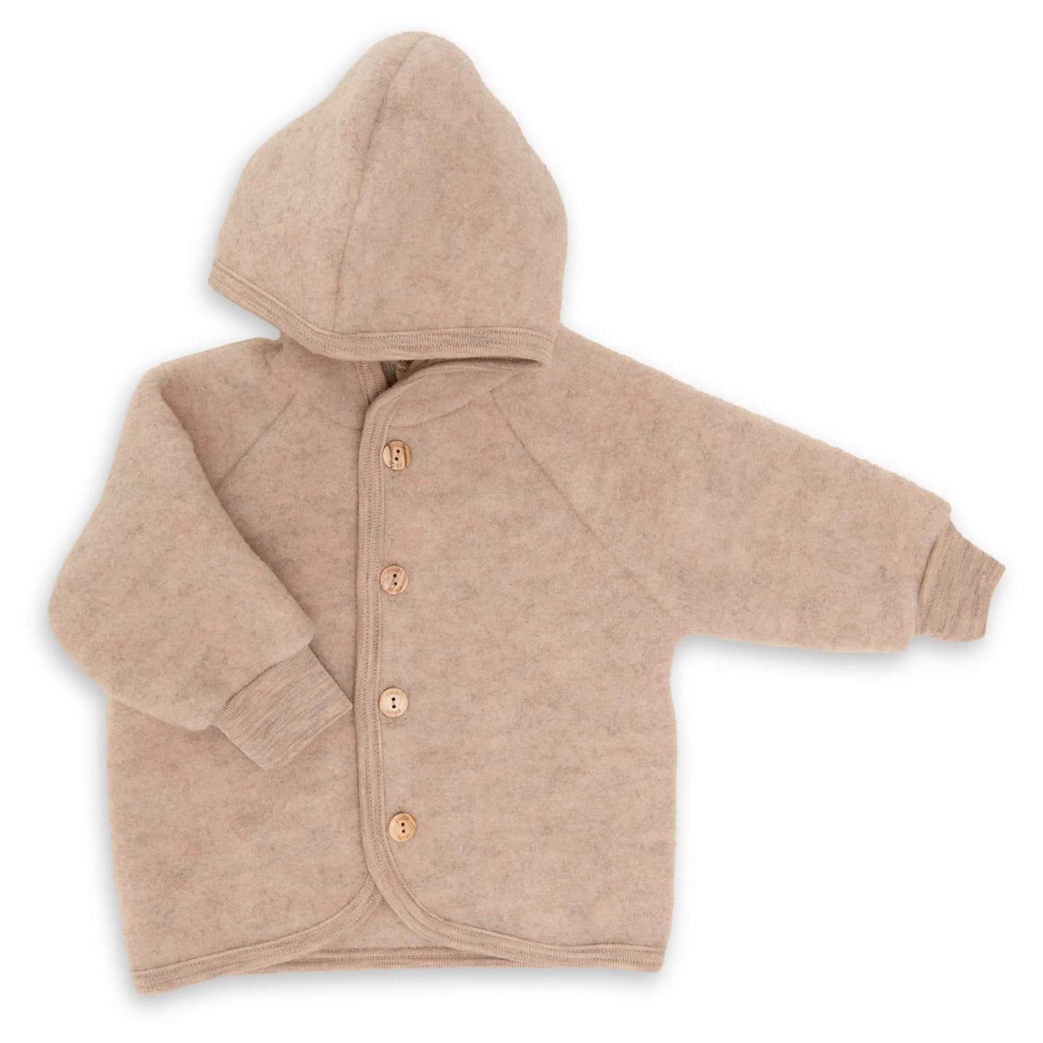 Вълнено яке Engel Children's Hooded Jacket with Wooden Buttons Wool jacket - Sand Melange
