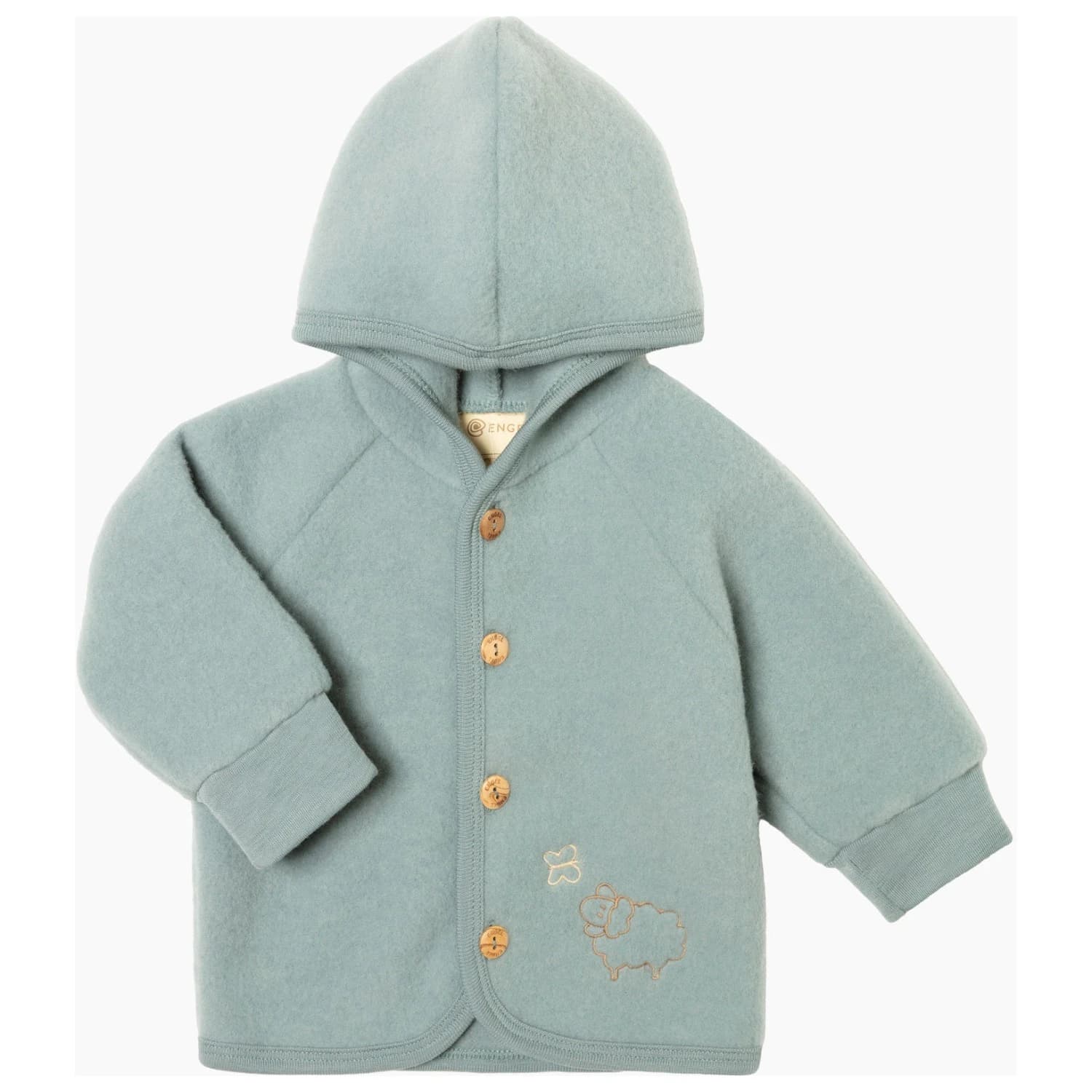 Вълнено яке Engel Children's Hooded Jacket with Wooden Buttons Wool jacket - Bergblau Melange