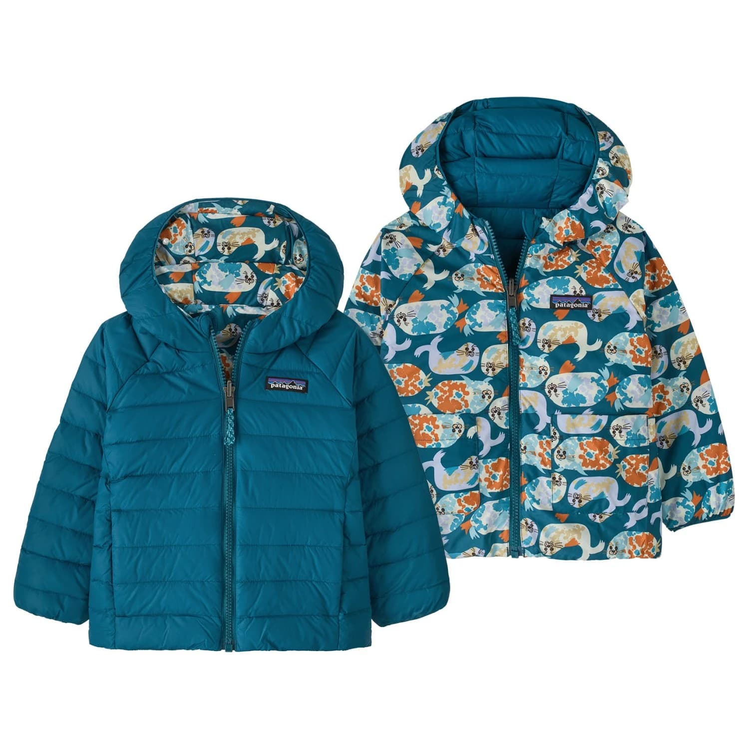 Пухено яке Patagonia Baby Reversible Down Sweater Hoody Down jacket - Blubby: Glacial Blue
