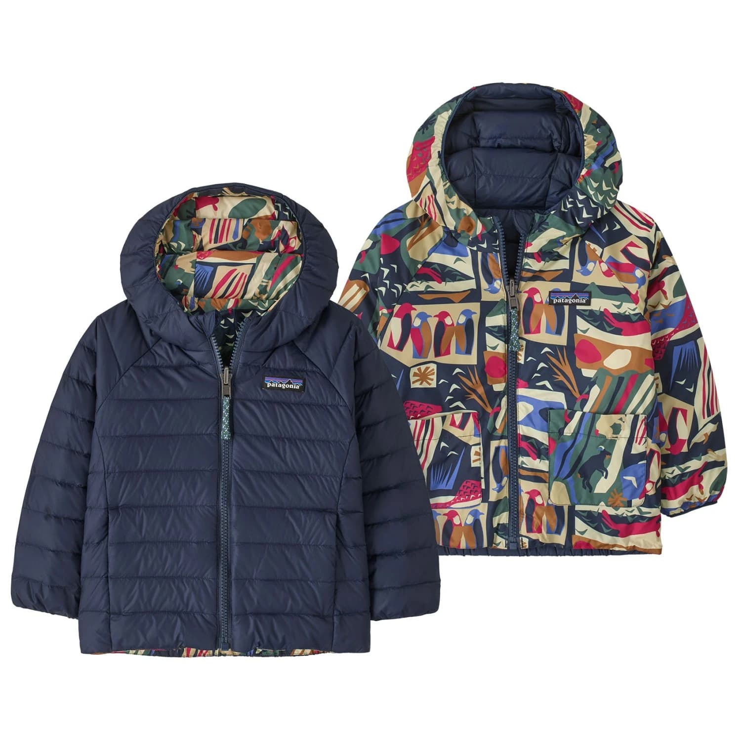 Пухено яке Patagonia Baby Reversible Down Sweater Hoody Down jacket - Let's Chat: New Navy