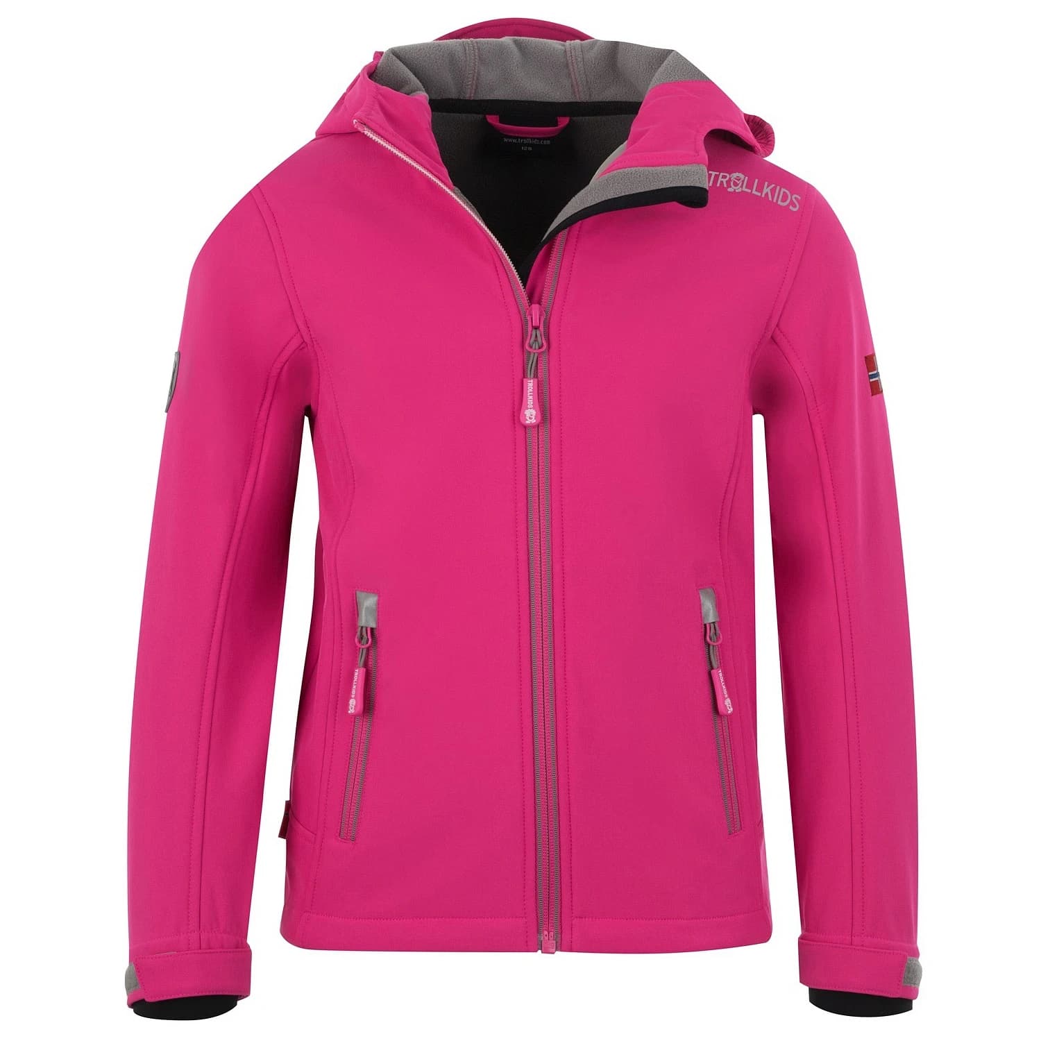 Детско софтшел яке Trollkids Girl's Trollfjord Jacket Softshell jacket - Magenta / Grey