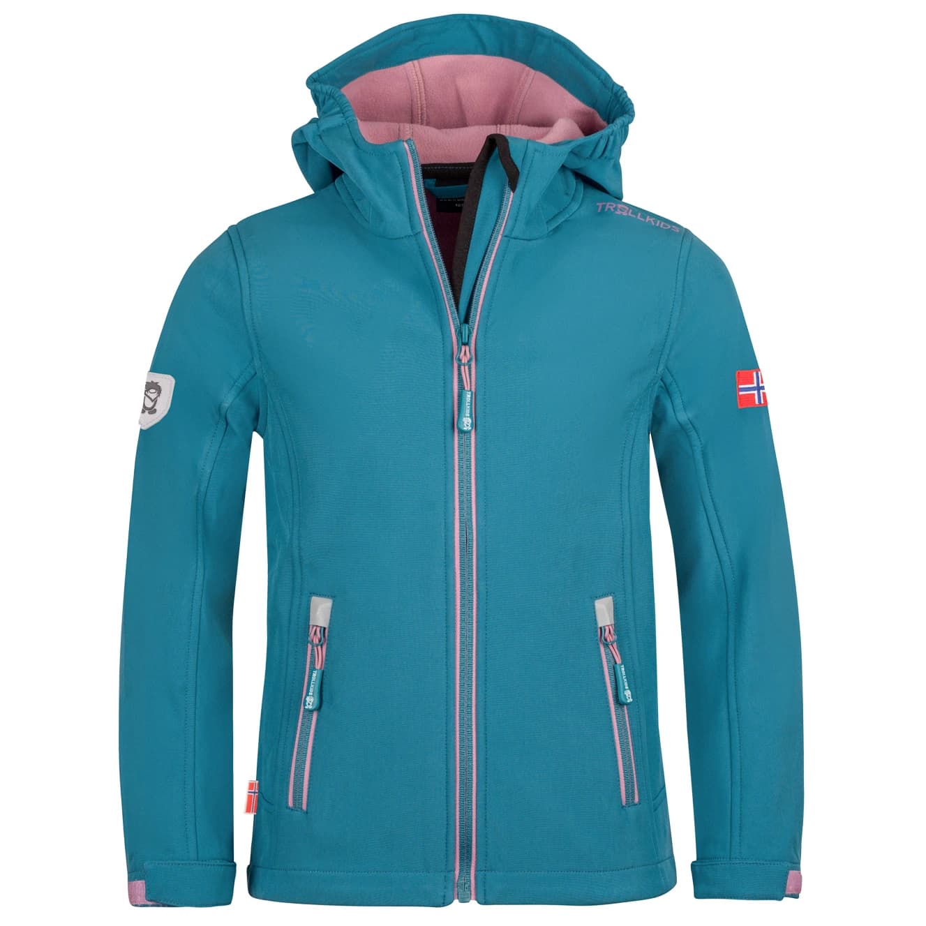 Детско софтшел яке Trollkids Girl's Trollfjord Jacket Softshell jacket - Teal / Mauve