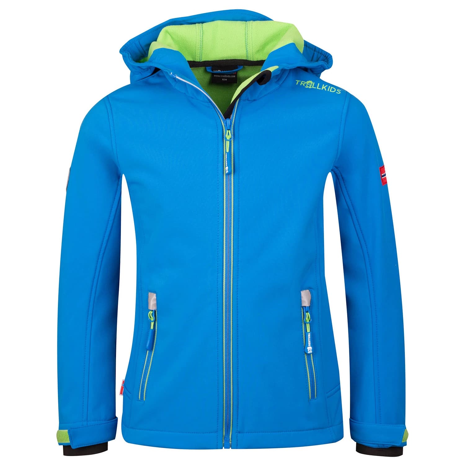 Детско софтшел яке Trollkids Kid's Trollfjord Jacket Softshell jacket - Medium Blue / Green
