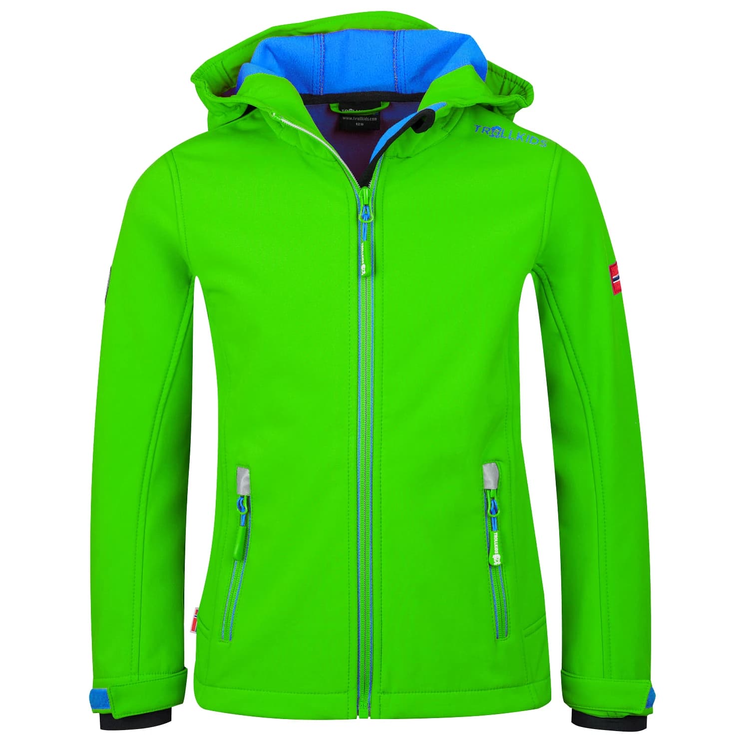 Детско софтшел яке Trollkids Kid's Trollfjord Jacket Softshell jacket - Bright Green / Med Blue