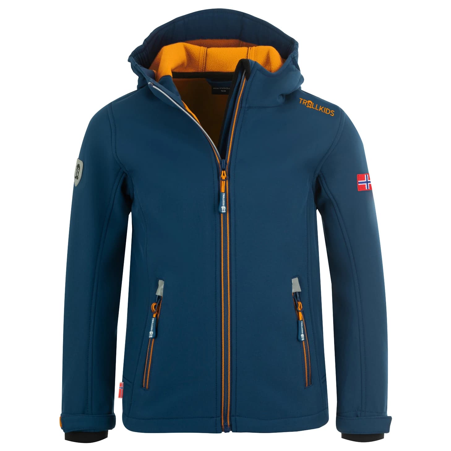Детско софтшел яке Trollkids Kid's Trollfjord Jacket Softshell jacket - Mystic Blue / Golden Yellow