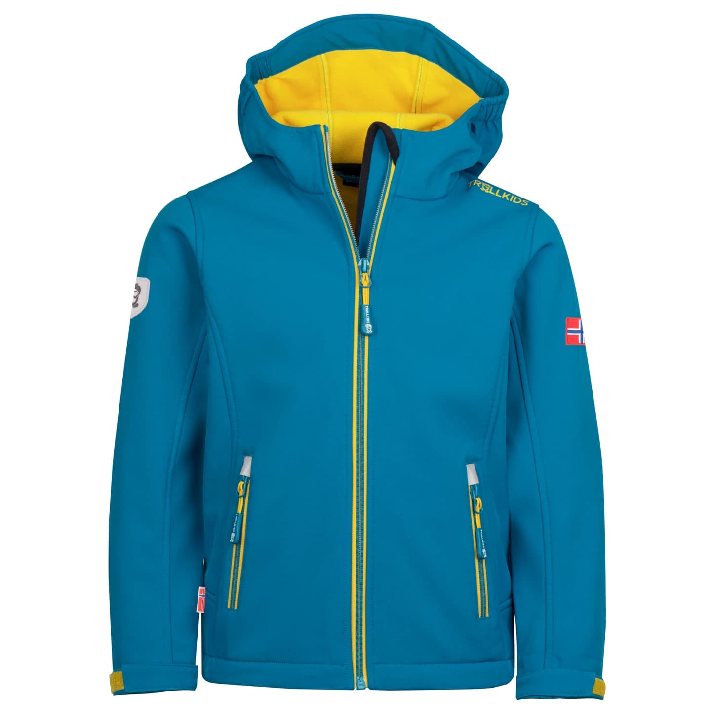 Детско софтшел яке Trollkids Kid's Trollfjord Jacket Softshell jacket - Atlantic Blue / Ginger