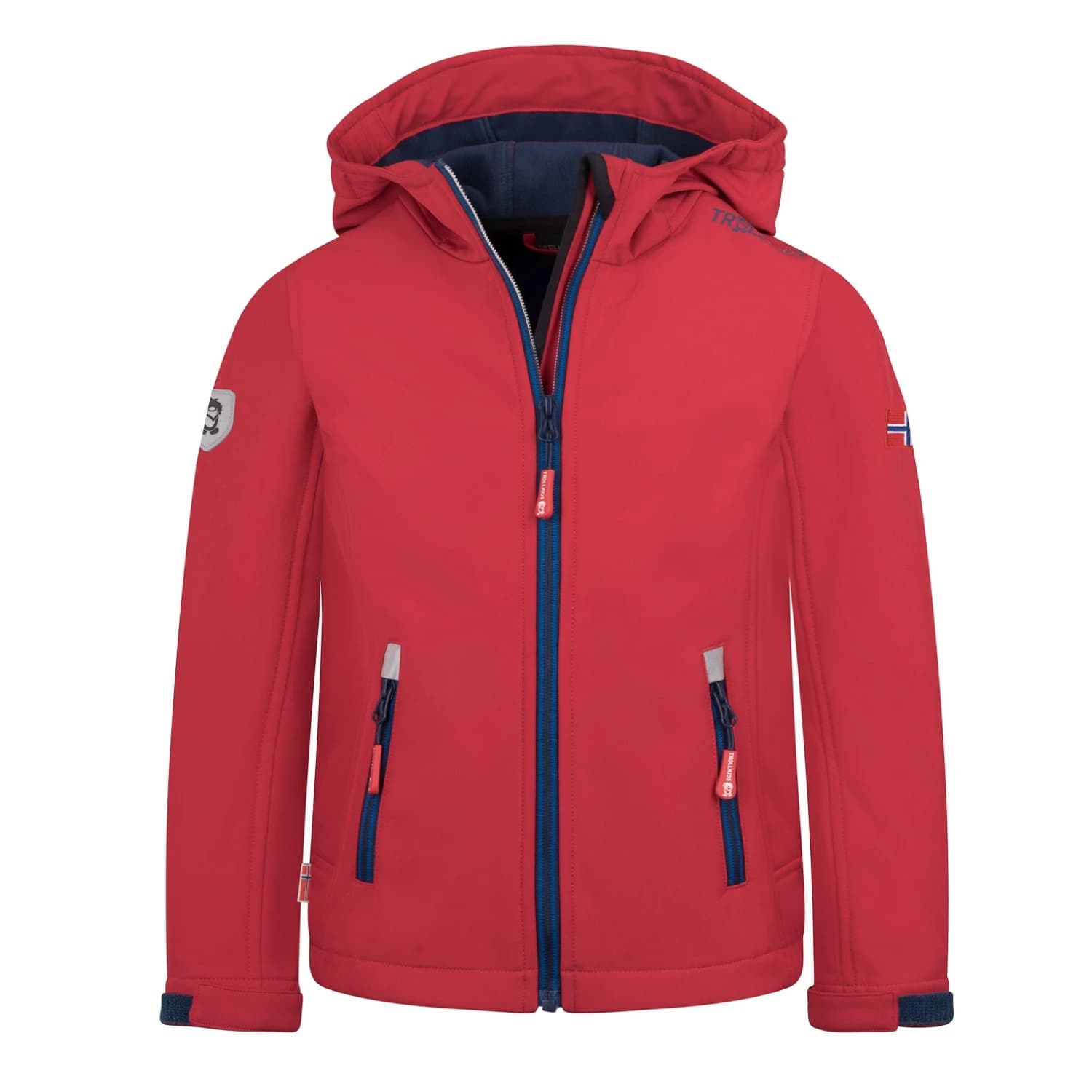 Детско софтшел яке Trollkids Kid's Trollfjord Jacket Softshell jacket - Bright Red / Mystic Blue