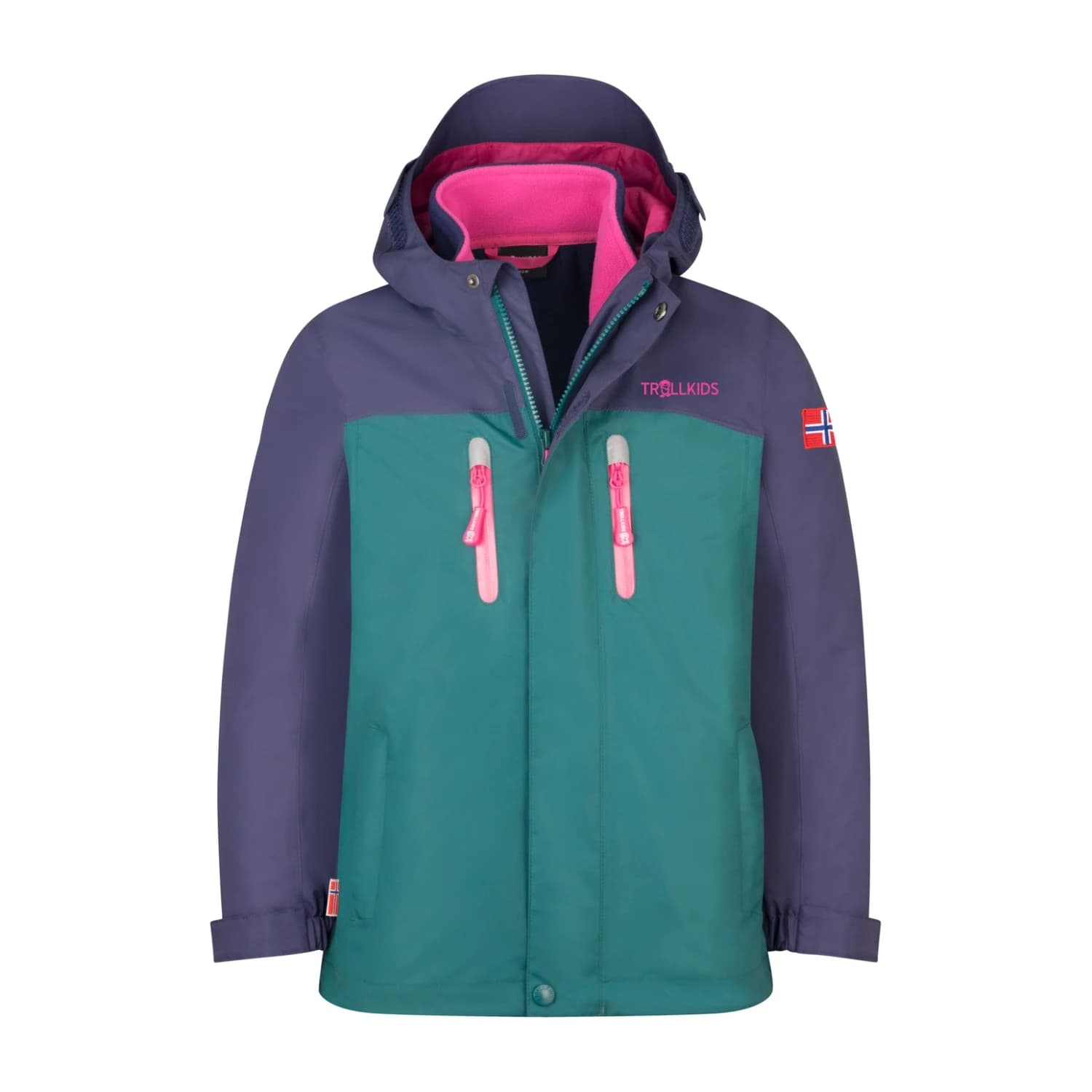 Детско 3-в-1 яке Trollkids Girl's Bryggen 3in1 Jacket 3-in-1 jacket - Deep Violet / Midnight Petrol / Dark Pink