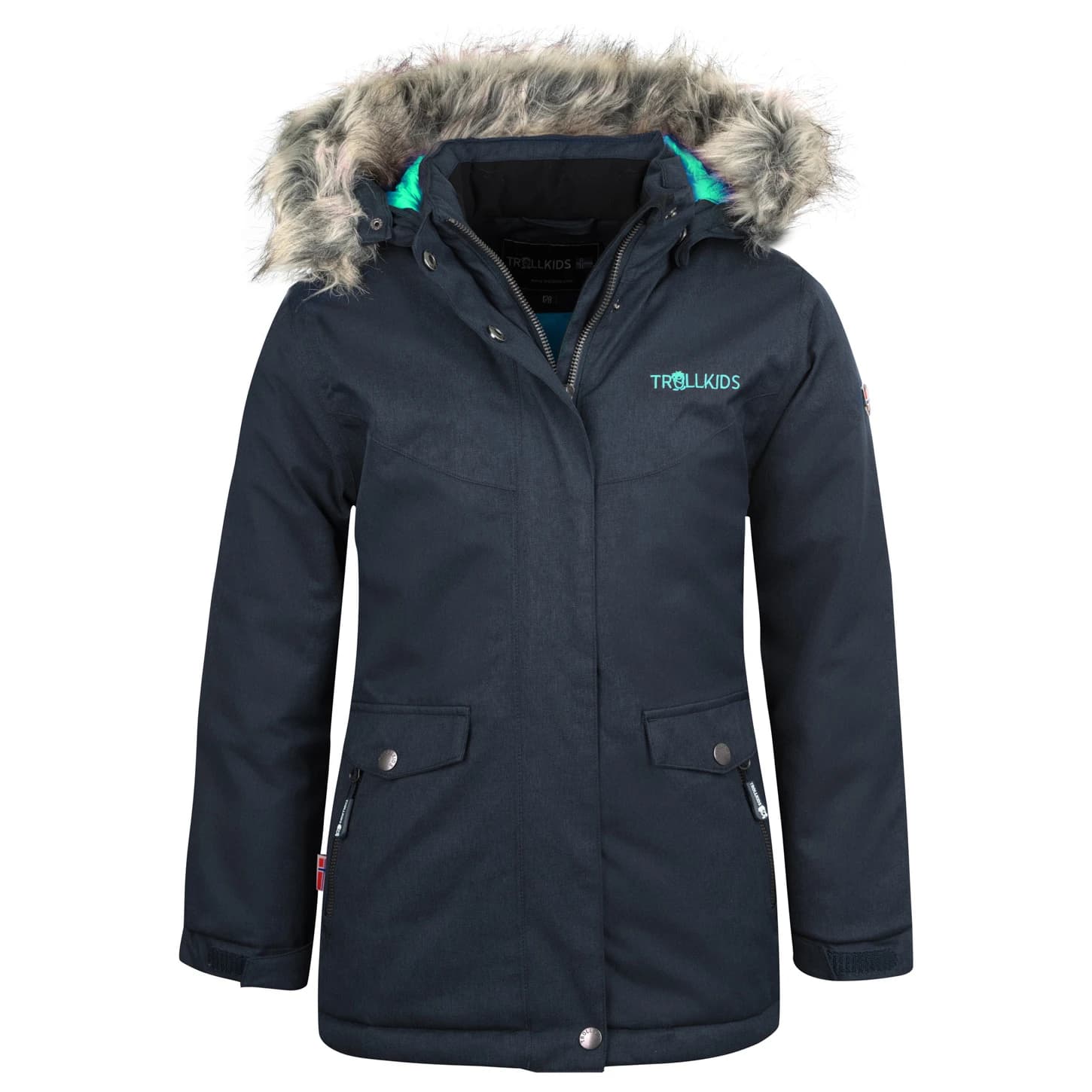 Детско палто Trollkids Girl's Oslo Coat XT Coat - Anthracite / Mint