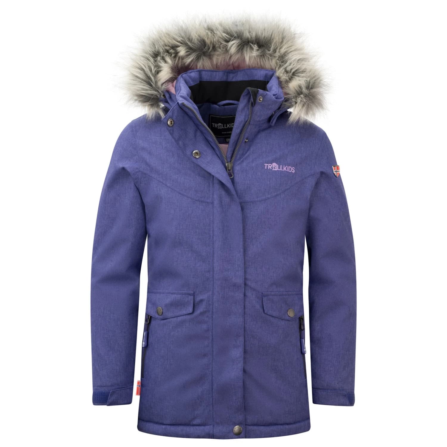 Детско палто Trollkids Girl's Oslo Coat XT Coat - Dark Purple / Pink Dawn