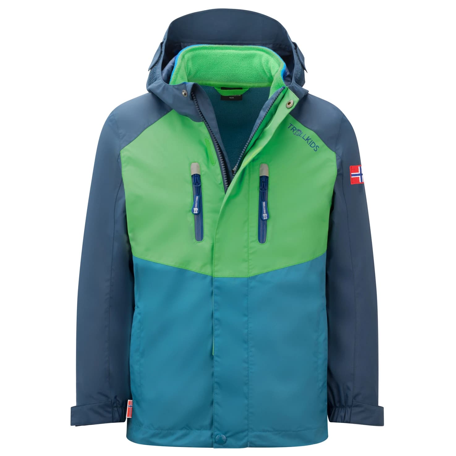Детско 3-в-1 яке Trollkids Kid's Bryggen 3in1 Jacket 3-in-1 jacket - Fresh Green / Mystic Blue / Dark Marine