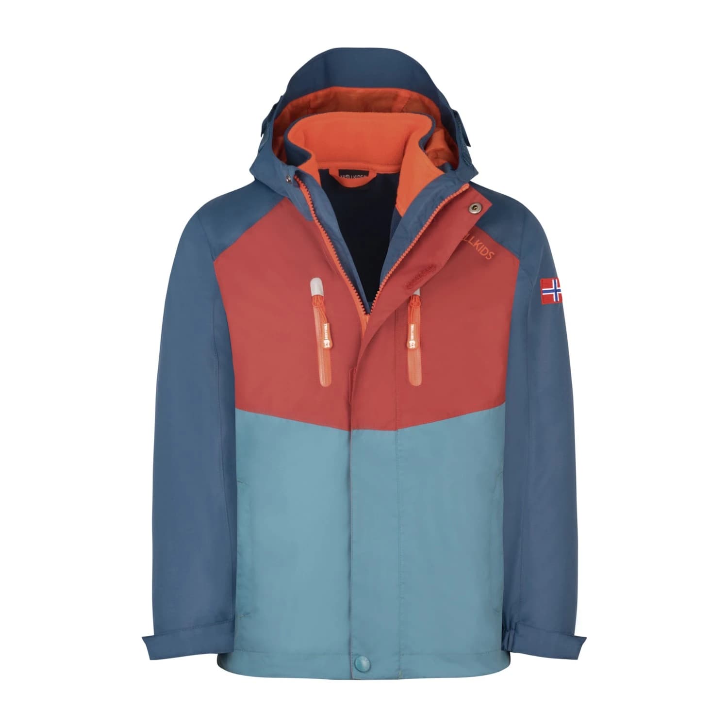 Детско 3-в-1 яке Trollkids Kid's Bryggen 3in1 Jacket 3-in-1 jacket - Carmin Red / Mystic Blue / Stormy Blue
