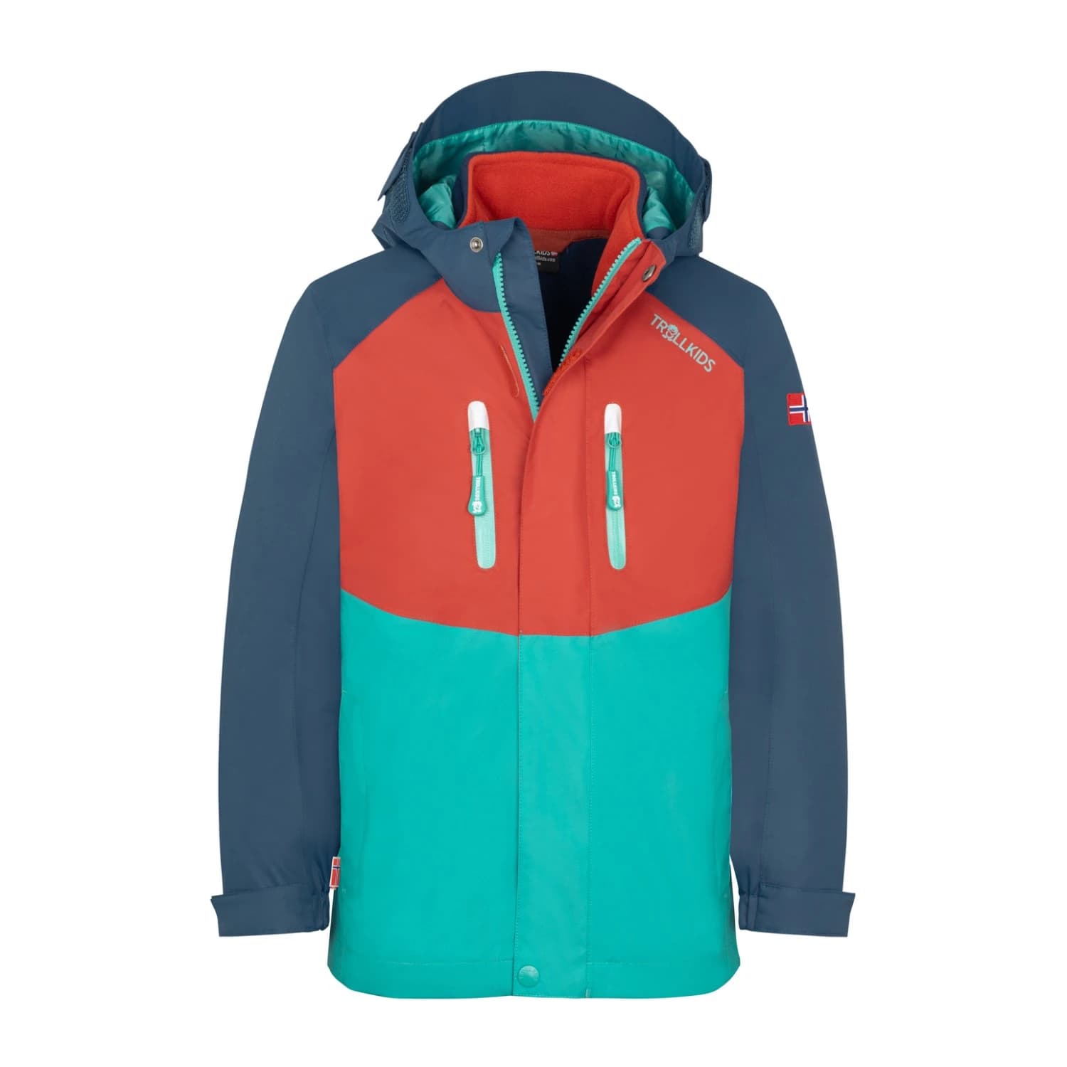 Детско 3-в-1 яке Trollkids Kid's Bryggen 3in1 Jacket 3-in-1 jacket - Red Clay / Mystic Blue / Blue Coral