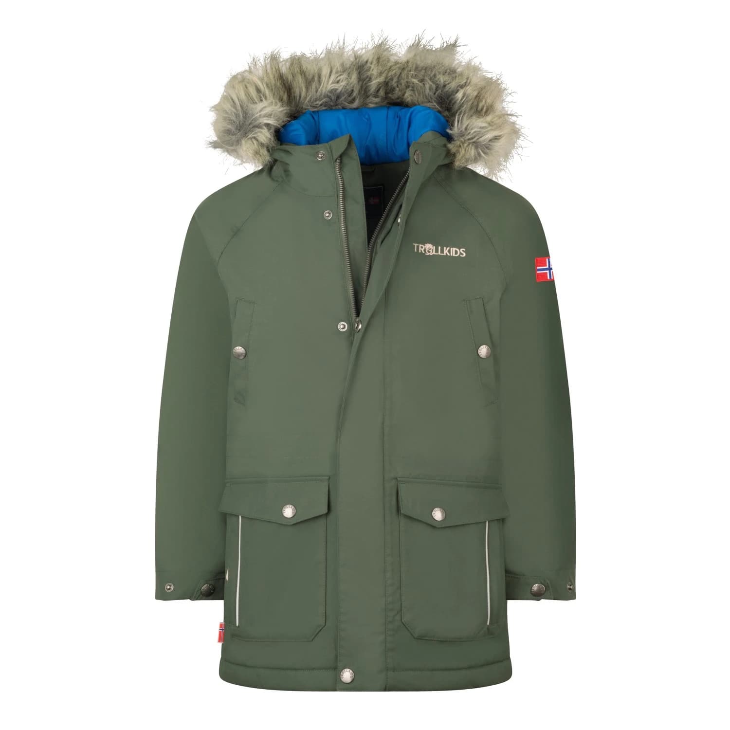 Детско яке парка Trollkids Kid's Nordkapp Jacket Parka - Ivy / Electric Blue