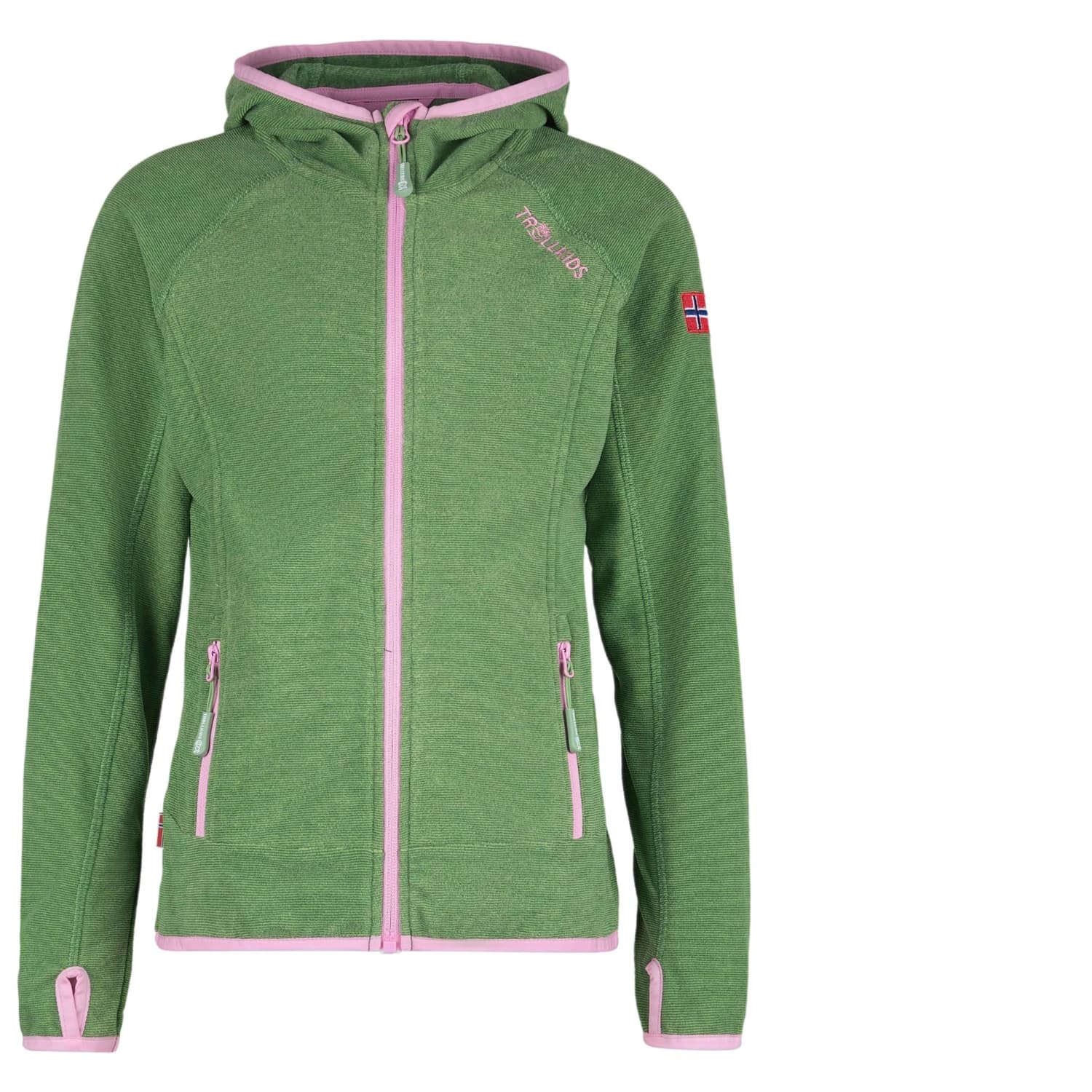 Детско поларено яке Trollkids Girls Sandefjord Jacket Fleece jacket - Pistachio Green / Wild Rose