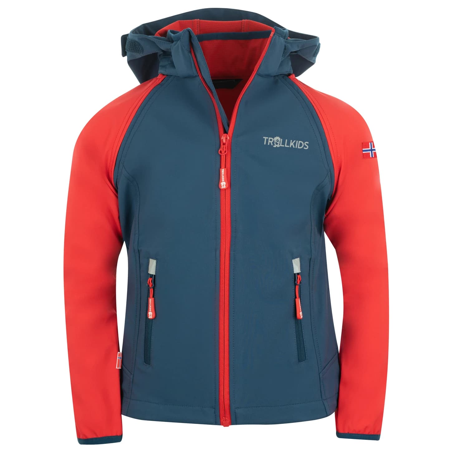 Детско софтшел яке Trollkids Kids Rondane Zip Off Jacket XT Softshell jacket - Bright Red / Mystic Blue