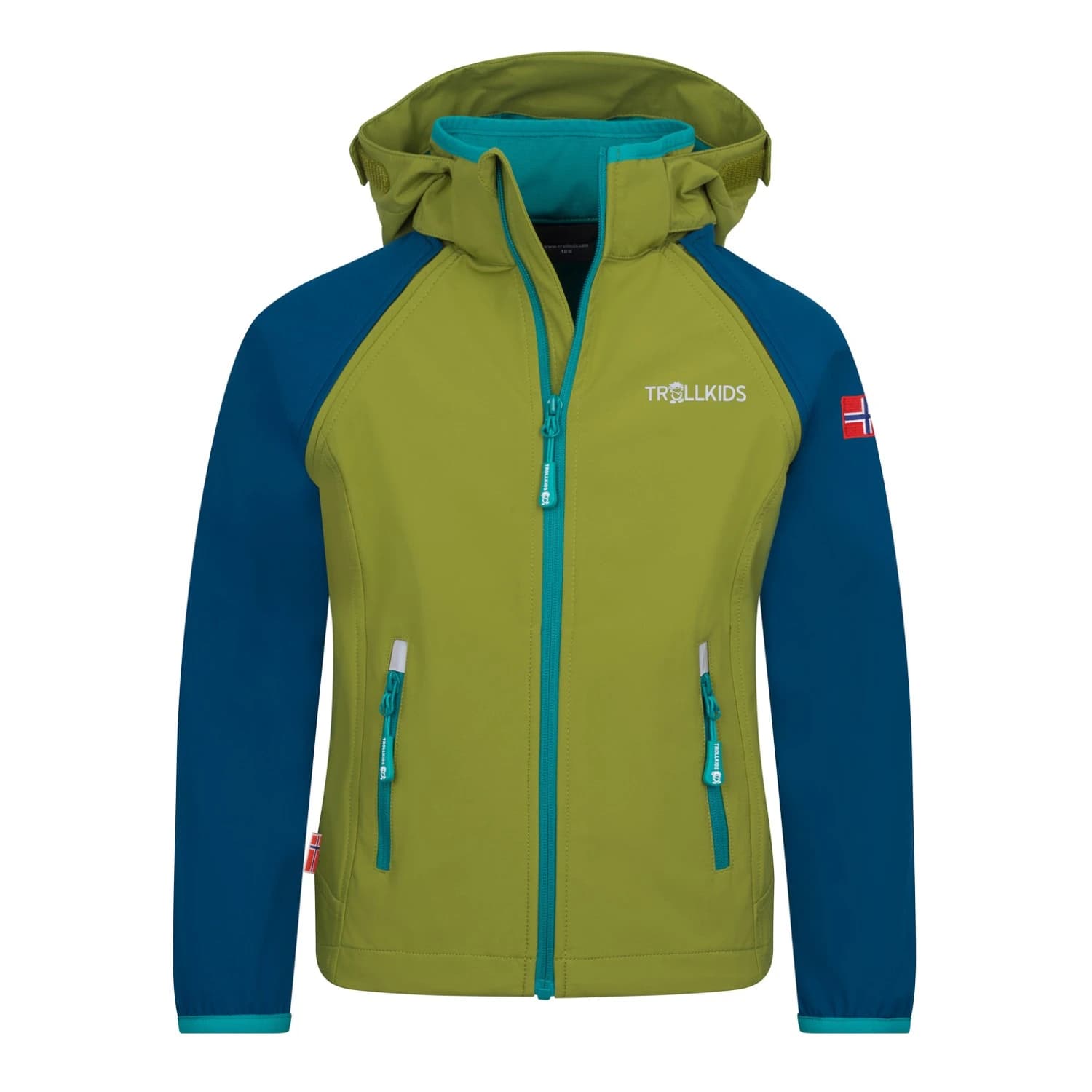 Детско софтшел яке Trollkids Kids Rondane Zip Off Jacket XT Softshell jacket - Jungle Green / Navy
