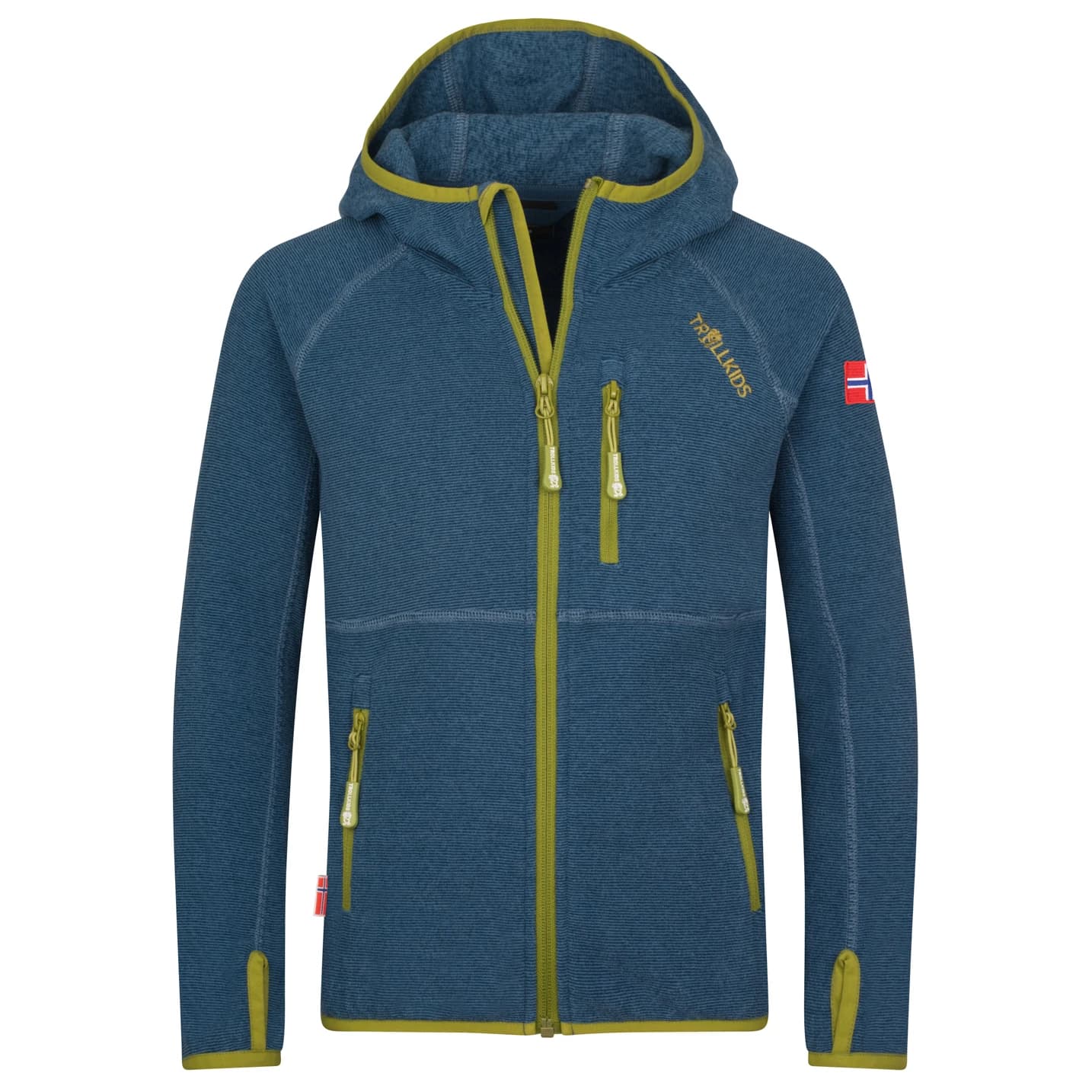 Детско поларено яке Trollkids Kids Sandefjord Jacket Fleece jacket - Madeira Blue / Pear Green