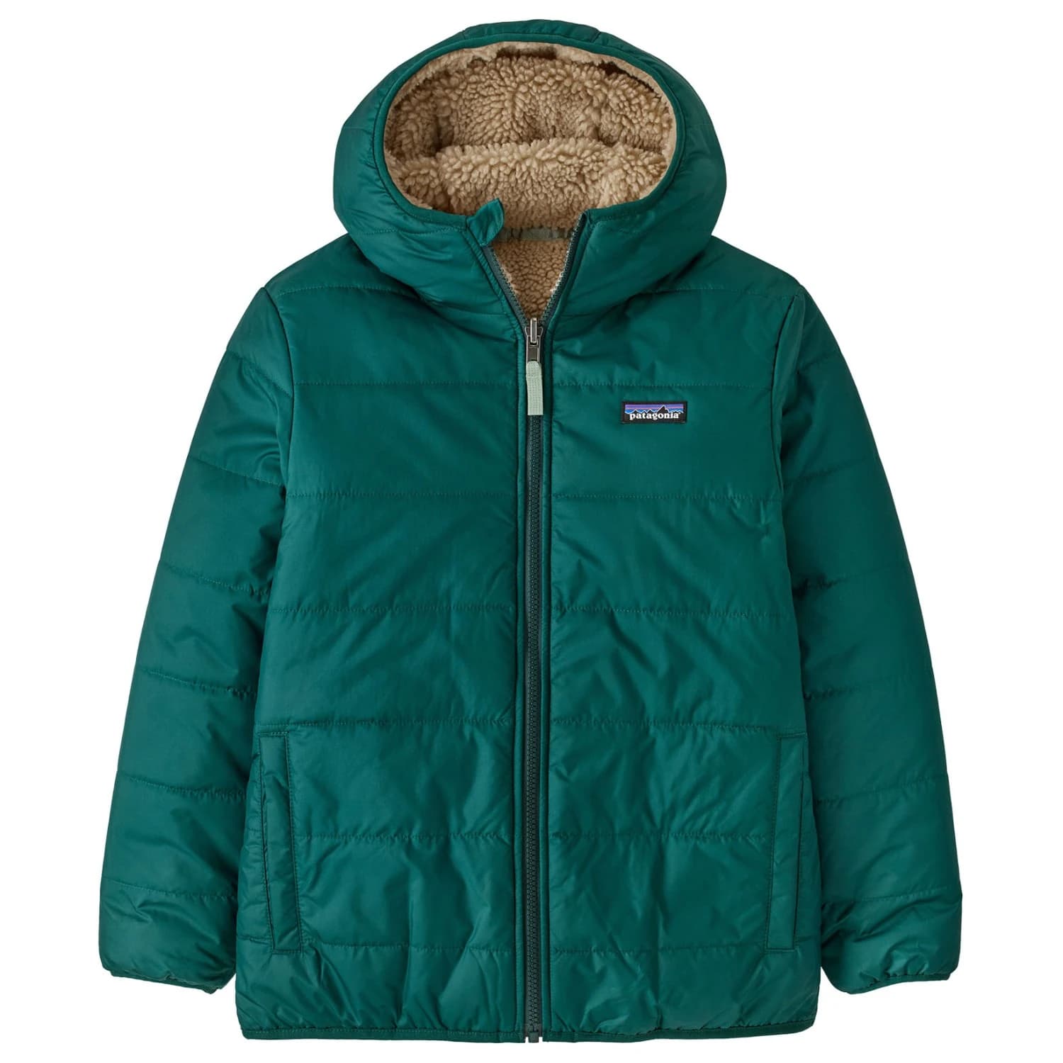 Зимно яке Patagonia Boy's Reversible Ready Freddy Hoody Winter jacket - Cascade Green