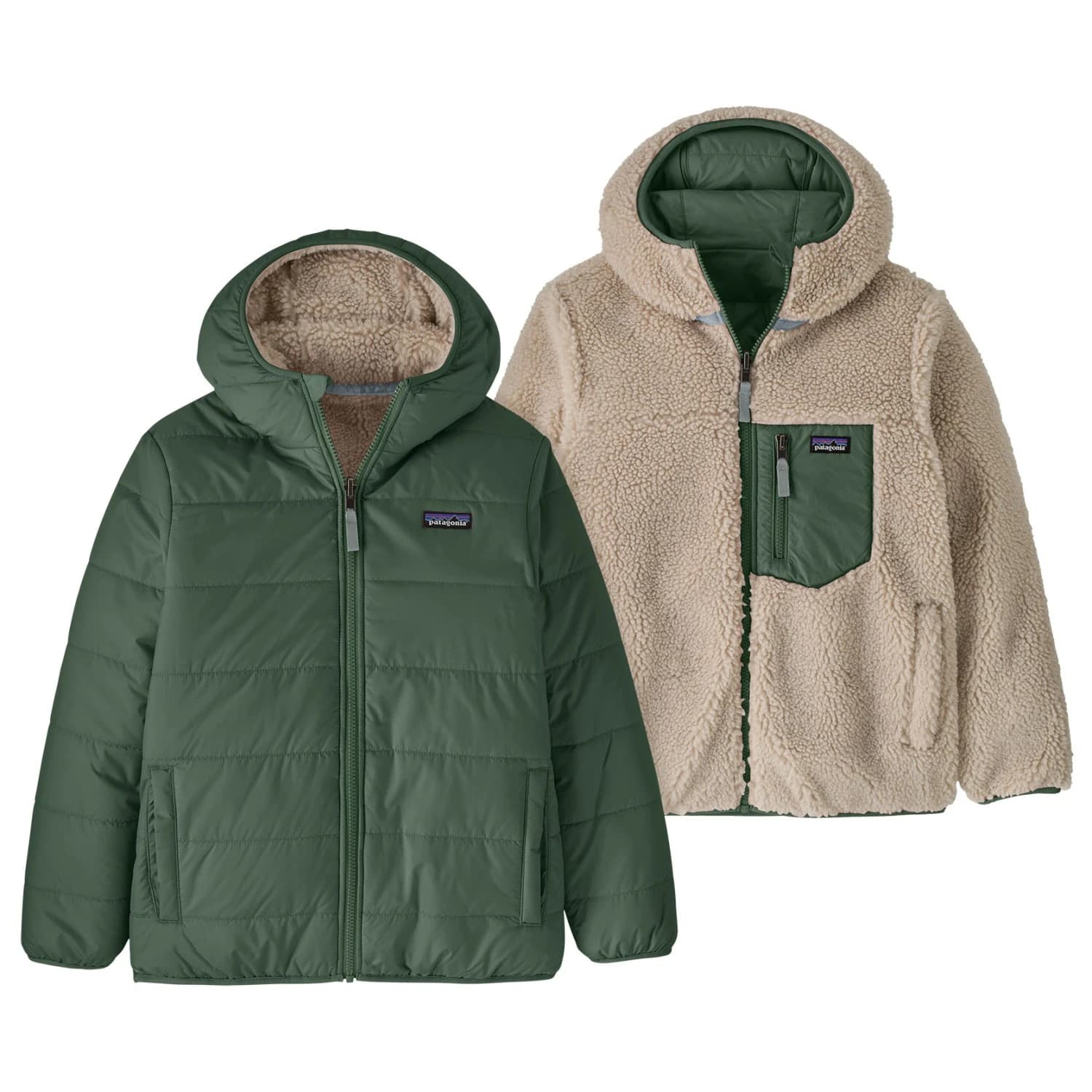 Зимно яке Patagonia Boy's Reversible Ready Freddy Hoody Winter jacket - Canopy Green