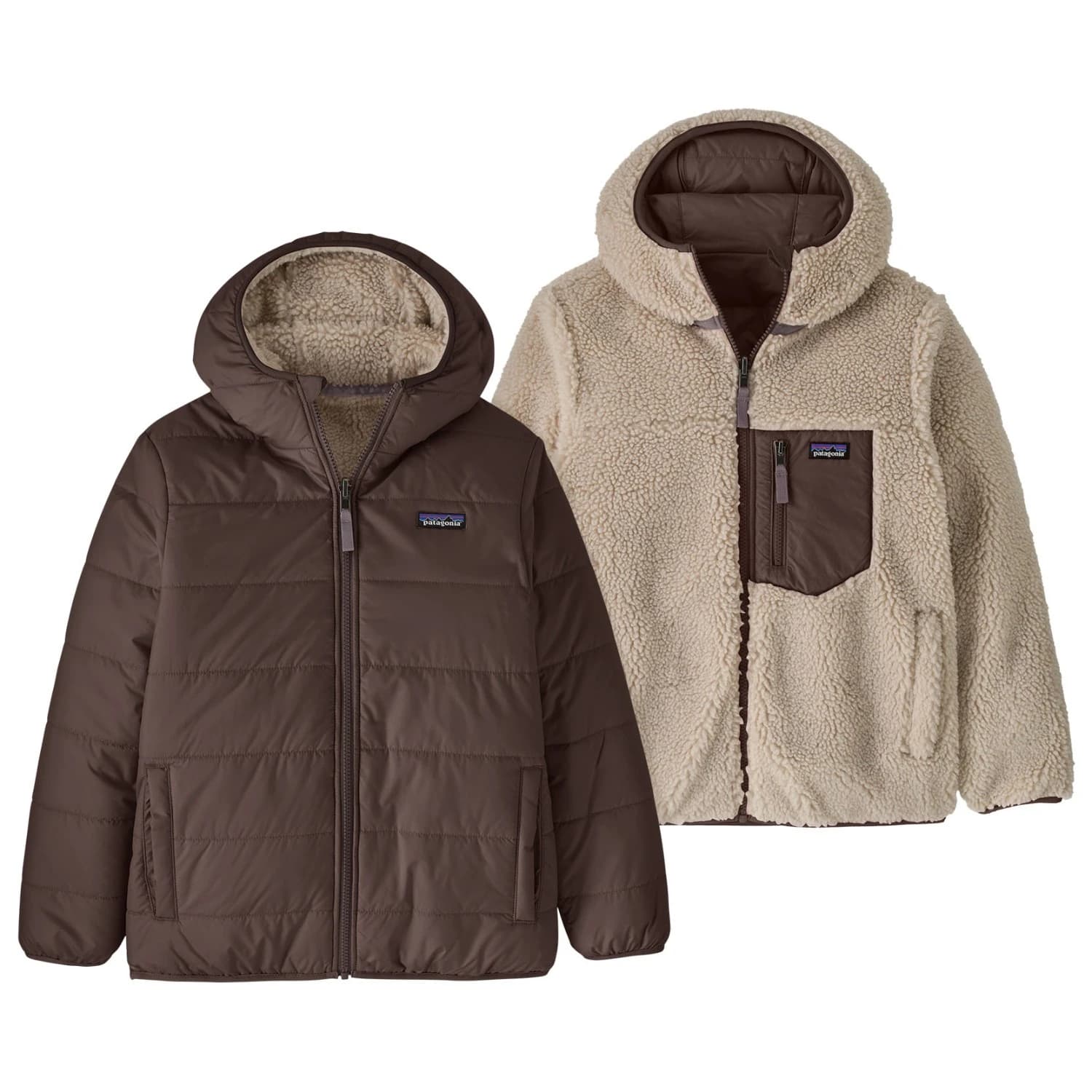 Зимно яке Patagonia Boy's Reversible Ready Freddy Hoody Winter jacket - Den Brown