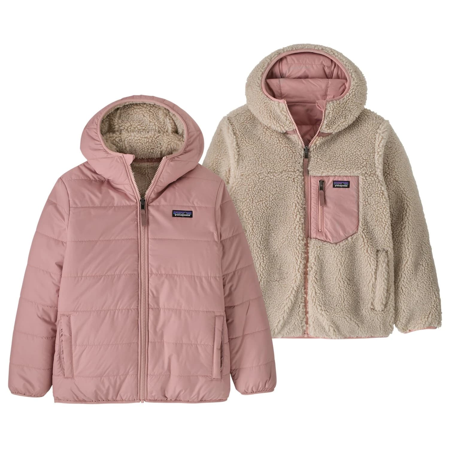 Зимно яке Patagonia Boy's Reversible Ready Freddy Hoody Winter jacket - Fuzzy Mauve