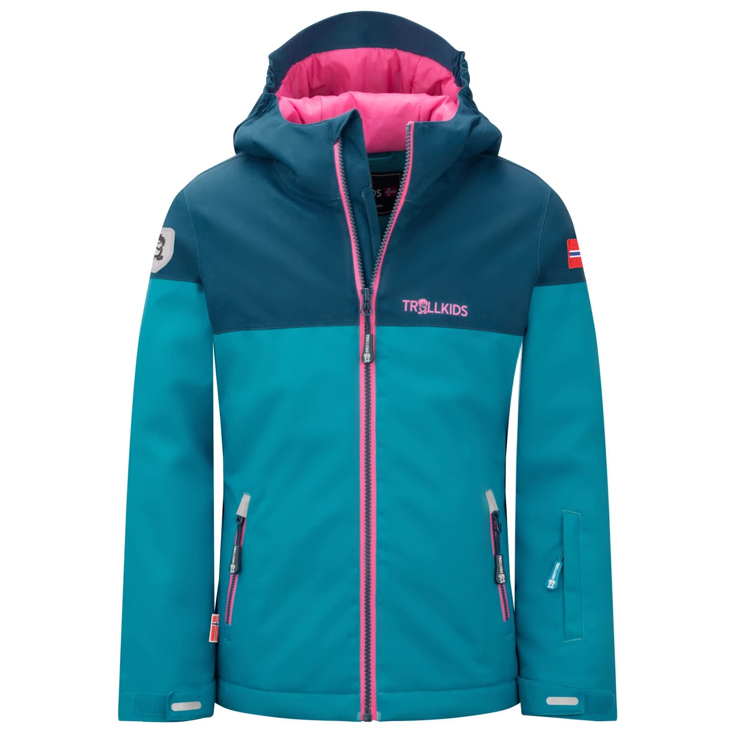 Детско ски яке Trollkids Girl's Hallingdal Jacket Winter jacket - Dark Turquoise / Madeira Blue / Light Magenta