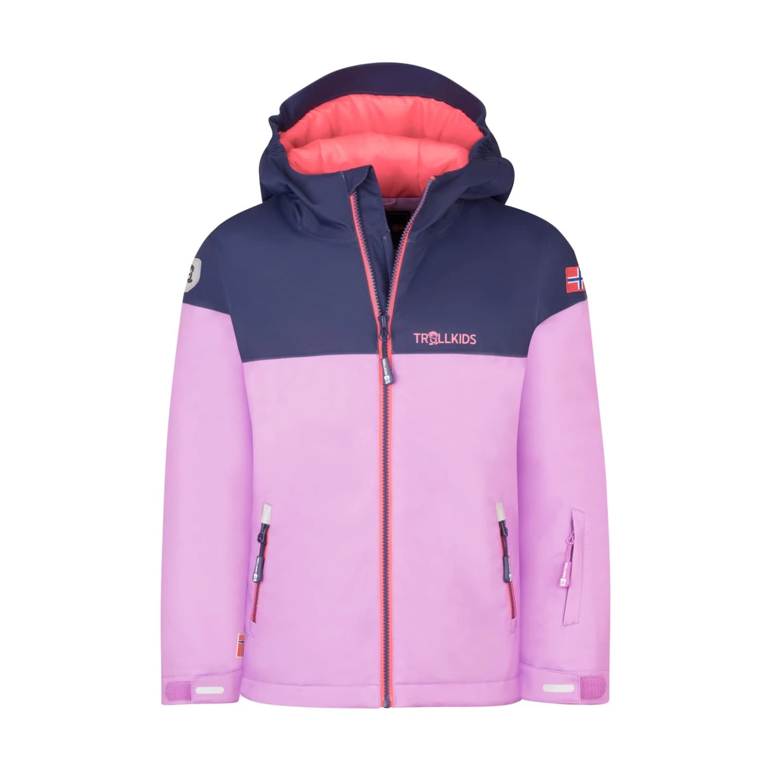 Детско ски яке Trollkids Girl's Hallingdal Jacket Winter jacket - Light Violet / Deep Violet / Coral Pink