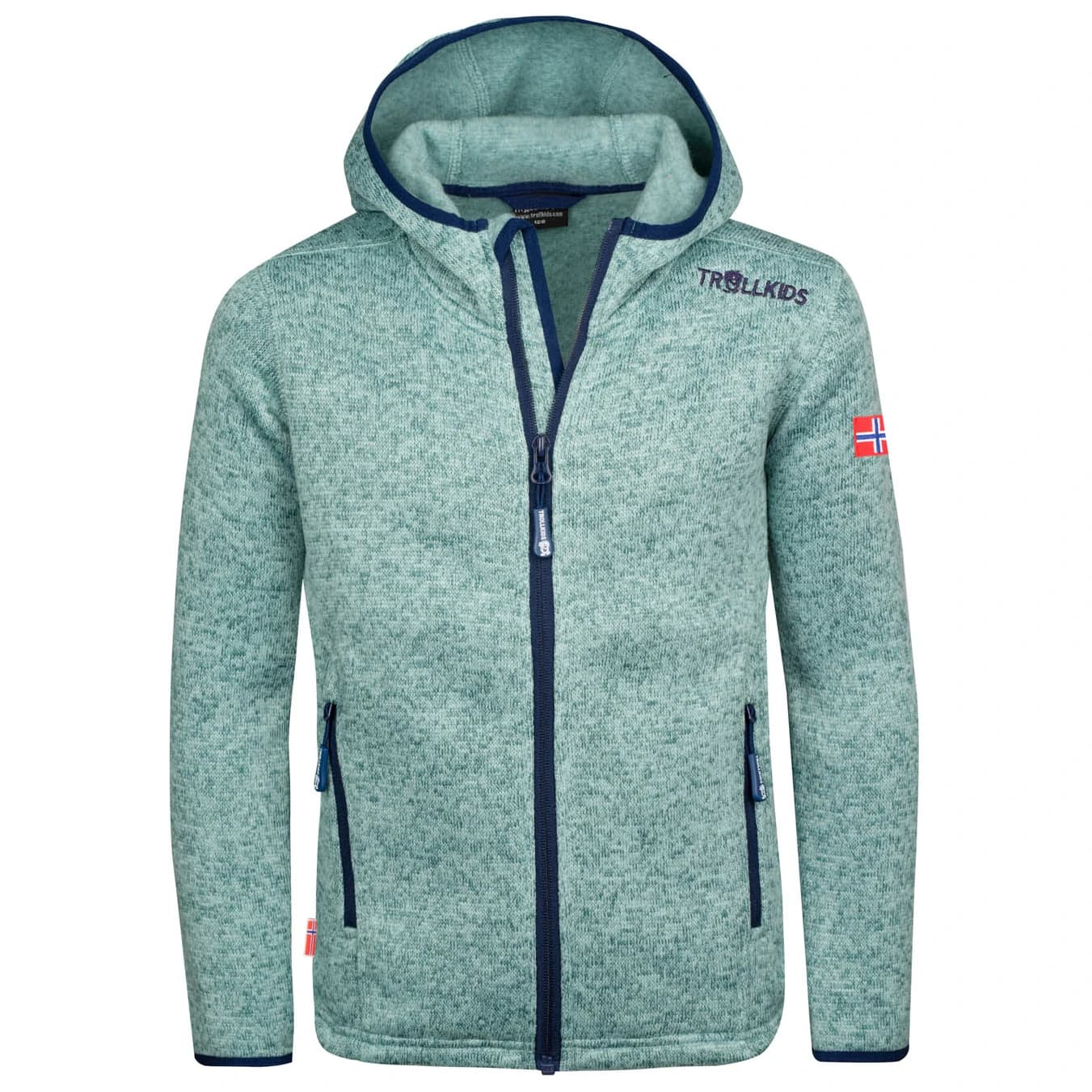 Детско поларено яке Trollkids Girl's Jondalen Jacket XT Fleece jacket - Glacier Green / Navy
