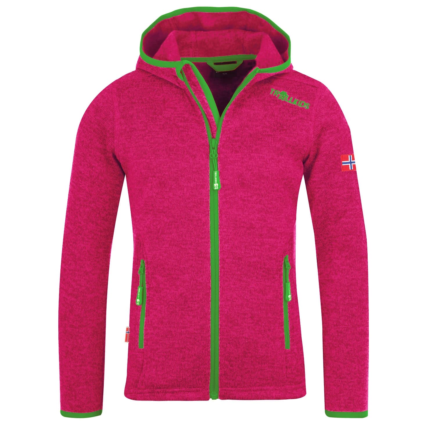 Детско поларено яке Trollkids Girl's Jondalen Jacket XT Fleece jacket - Pink / Green