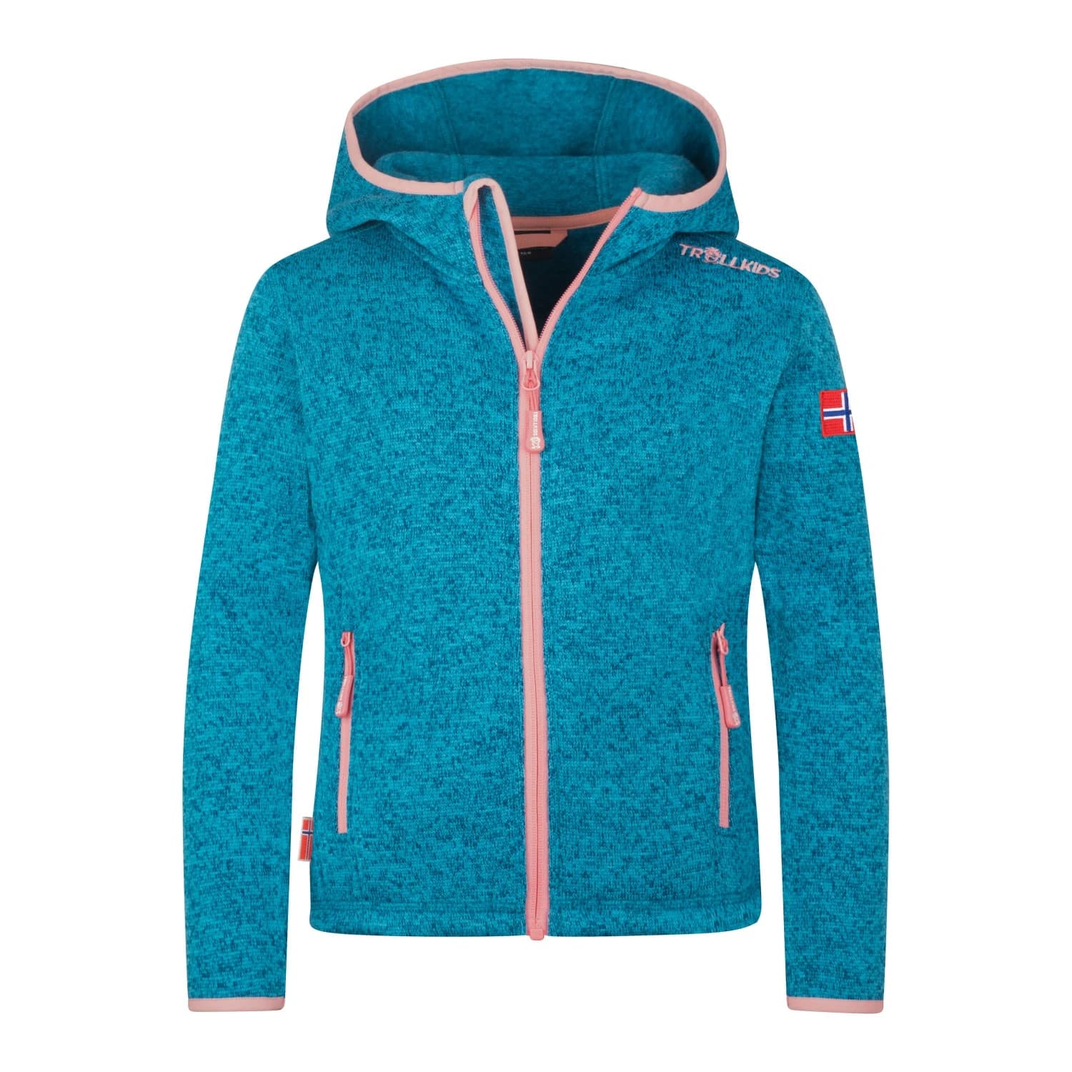 Детско поларено яке Trollkids Girl's Jondalen Jacket XT Fleece jacket - Harbor Blue / Peony Rose