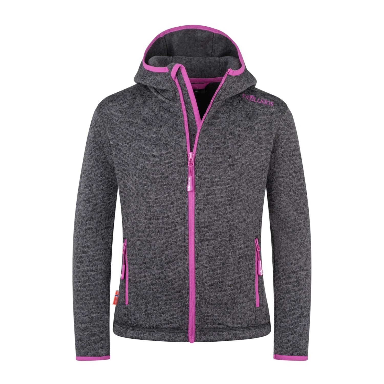 Детско поларено яке Trollkids Girl's Jondalen Jacket XT Fleece jacket - Graphite / Fresh Berry