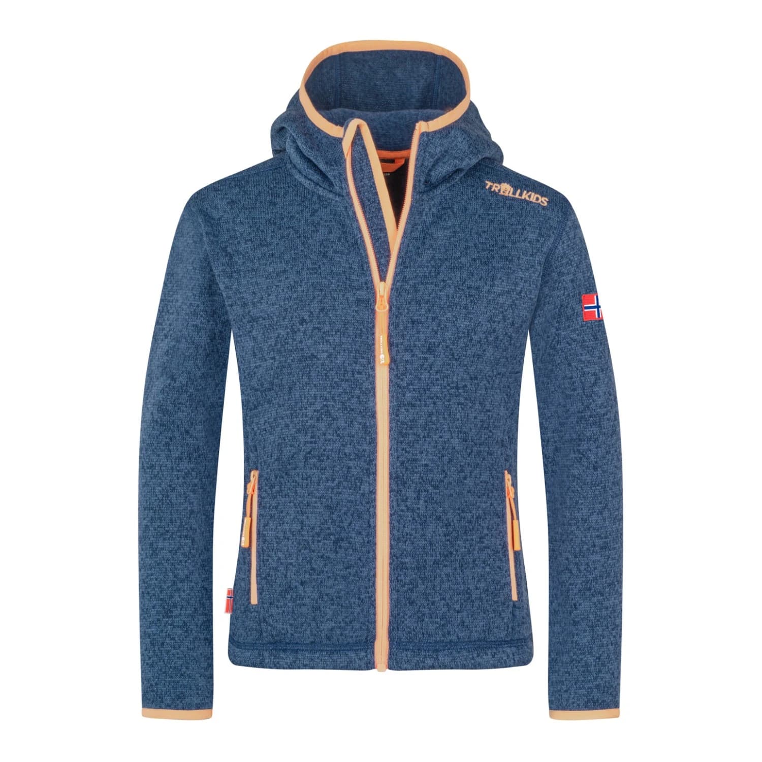 Детско поларено яке Trollkids Girl's Jondalen Jacket XT Fleece jacket - Navy / Coral Haze